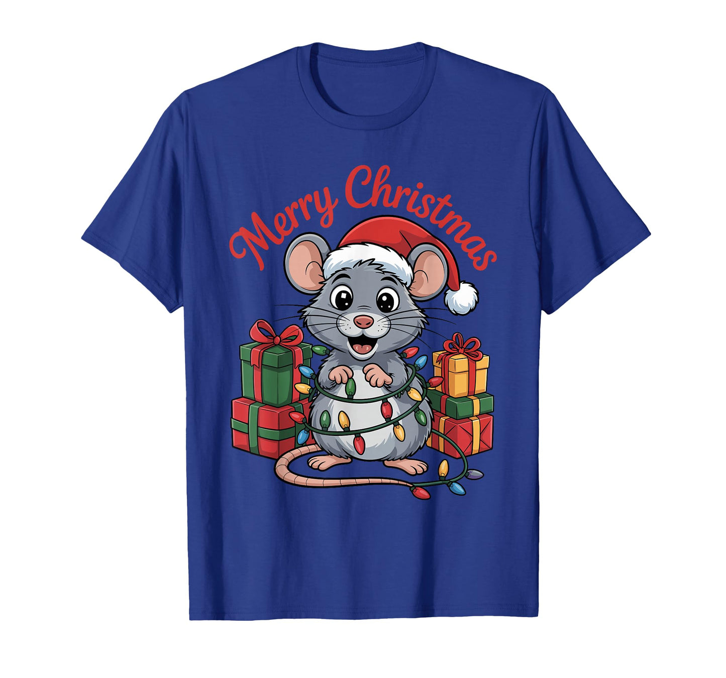 Rat Santa Hat Christmas Design Funny Animal Lovers Holiday T-Shirt