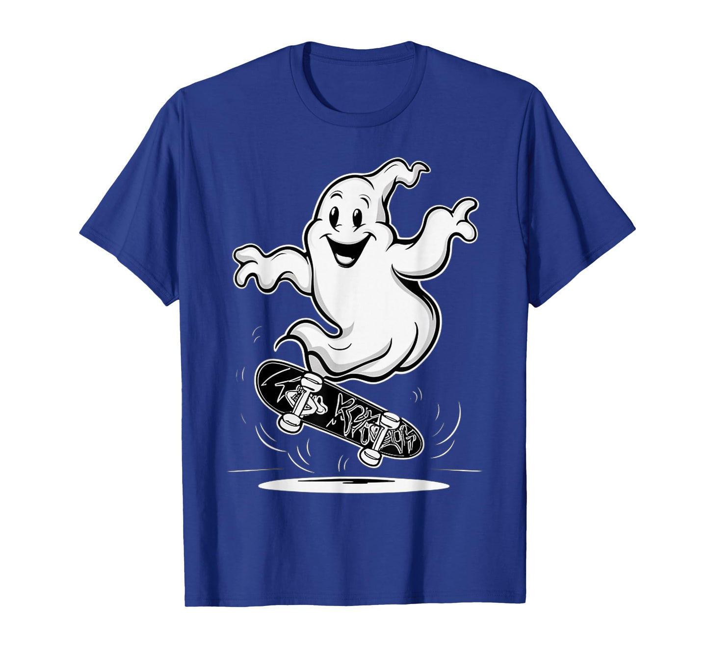 Funny Ghost On Skateboard Retro Halloween Costume Kids Boys T-Shirt