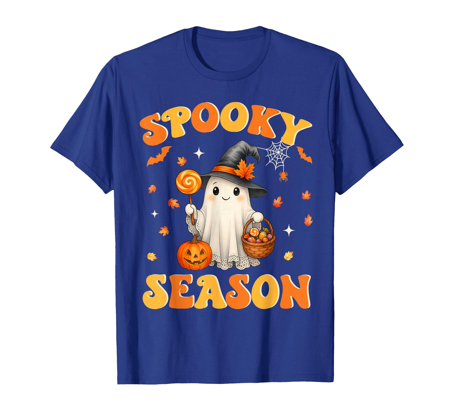 Spooky Season Retro Happy Halloween Ghost Women Girl T-Shirt