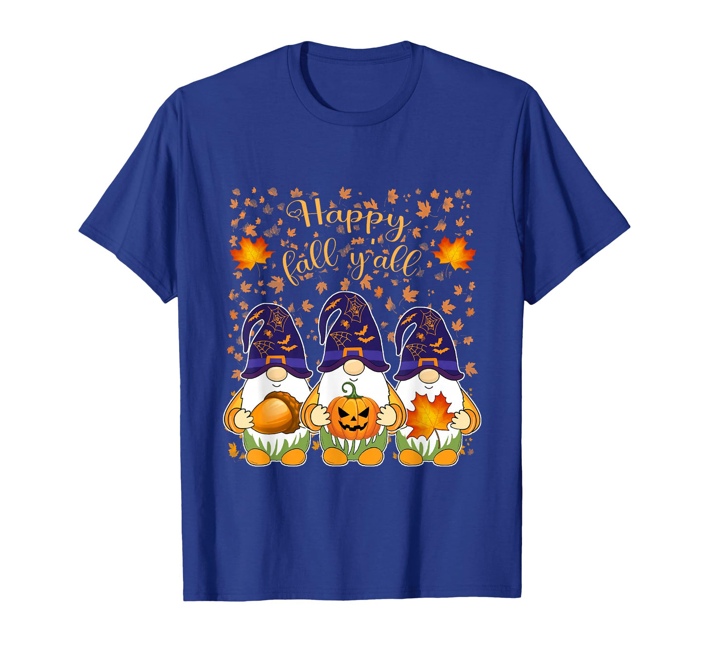Autumn Fall Leaves Halloween Witch Gnomes Happy Fall Y'all T-Shirt