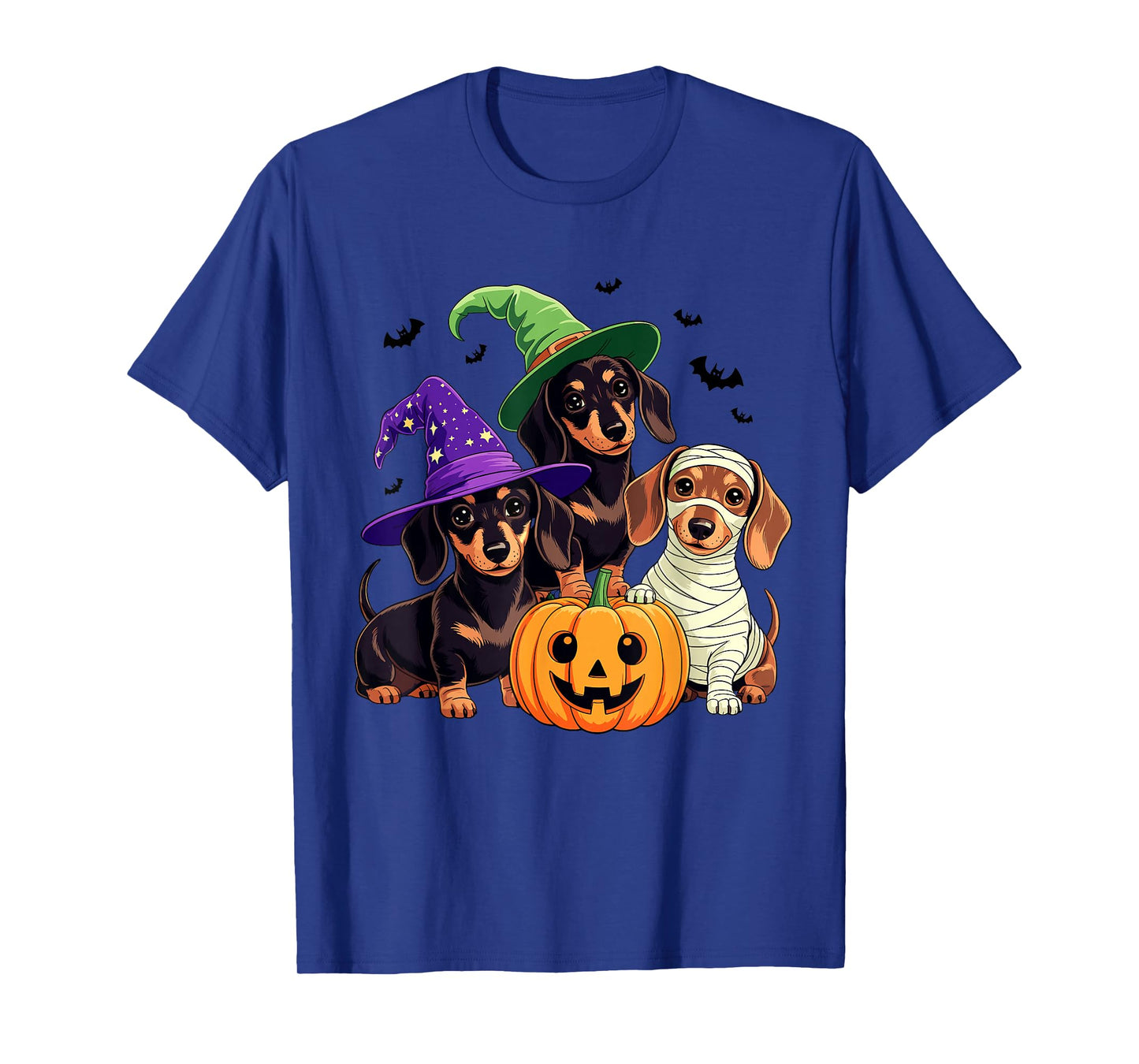 Halloween Dachshund Pumpkin Witch Mummy Dogs Spooky Fun T-Shirt