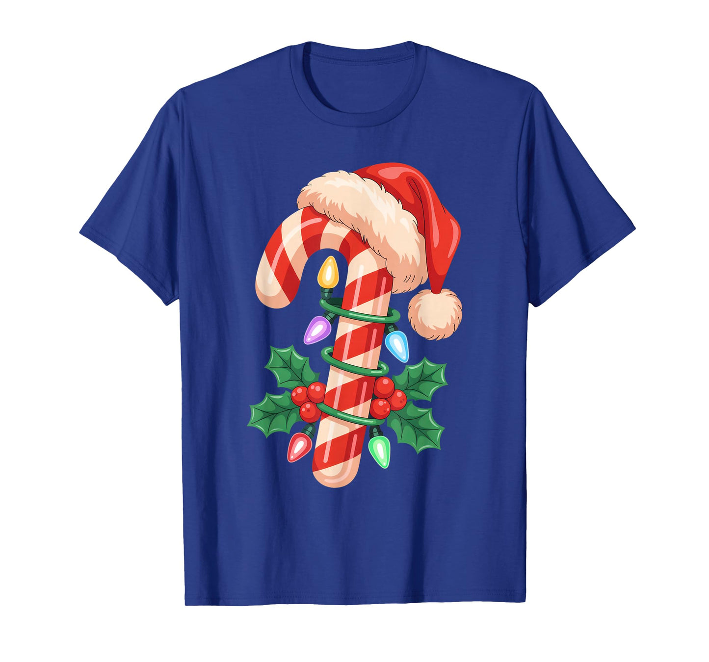 Candy Cane with Santa Hat for Holiday Enthusiasts and T-Shirt