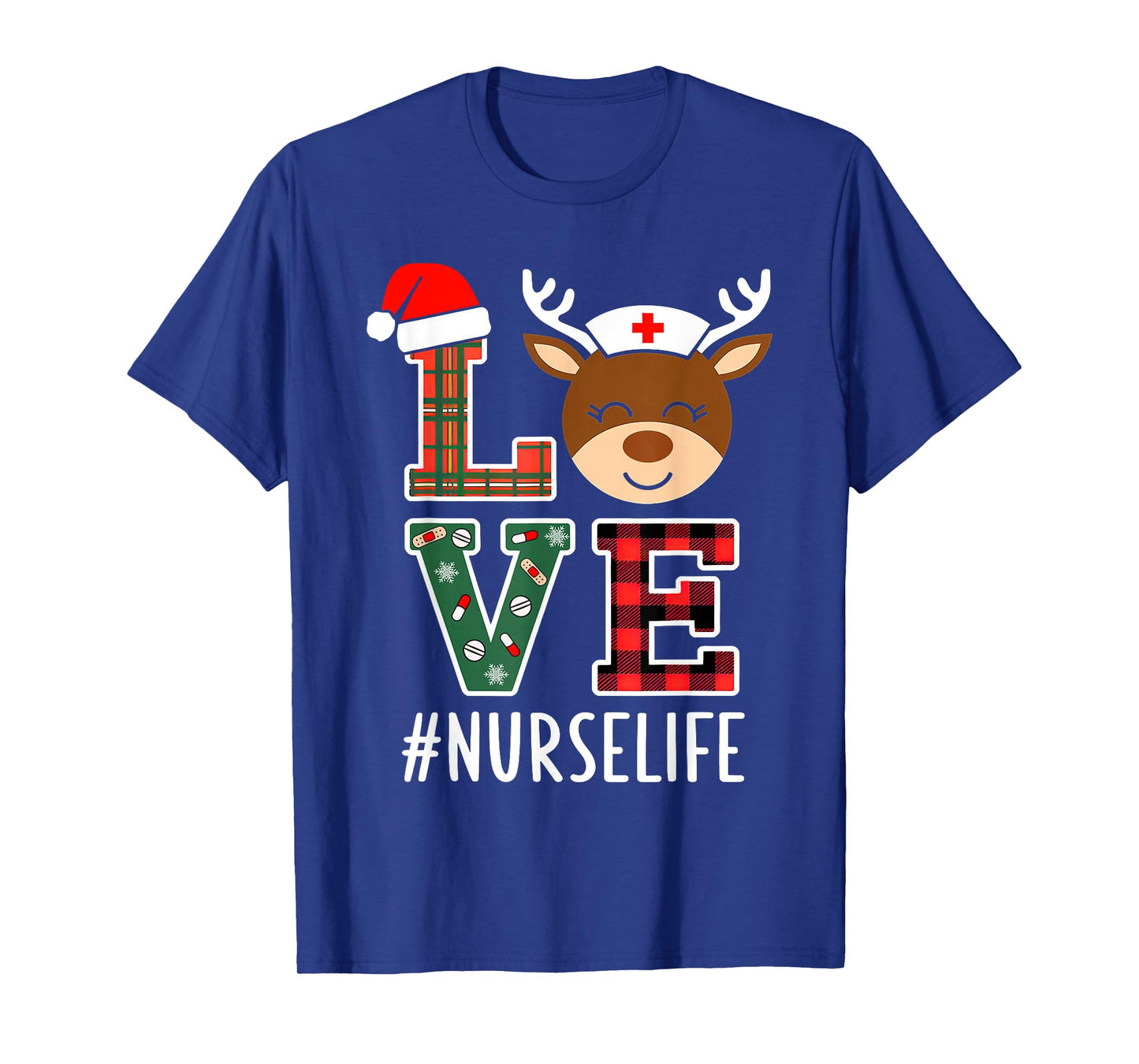Love Nurse Life Nursing Christmas Reindeer Xmas Pajamas T-Shirt