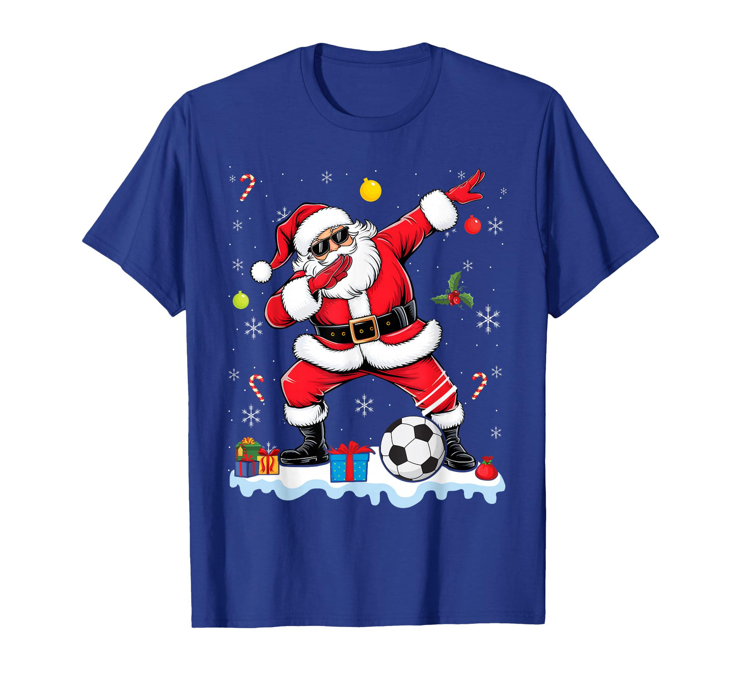 Dabbing Santa Boys Girls Funny Soccer Player Christmas T-Shirt
