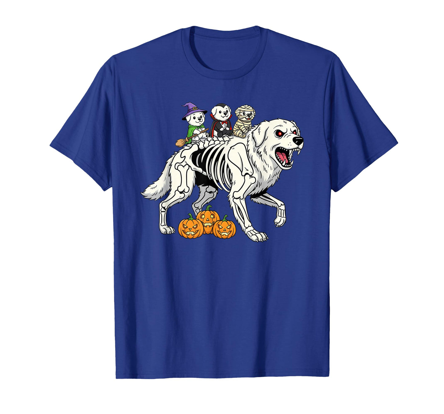 Great Pyrenees Skeleton Mummy Witch Halloween Mens Womens T-Shirt