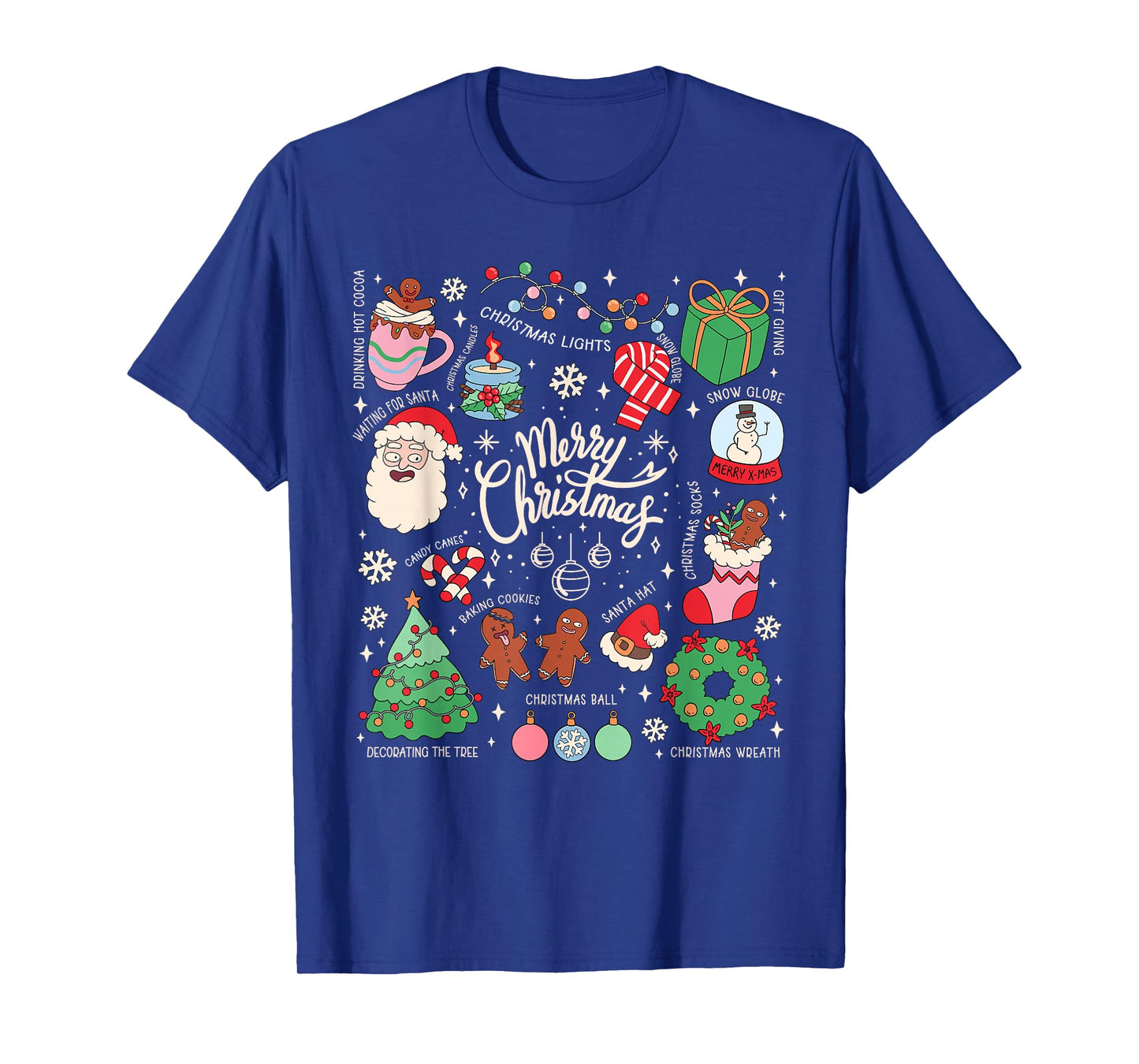 Merry Christmas Lights Santa Hat Xmas Family Matching Pajama T-Shirt