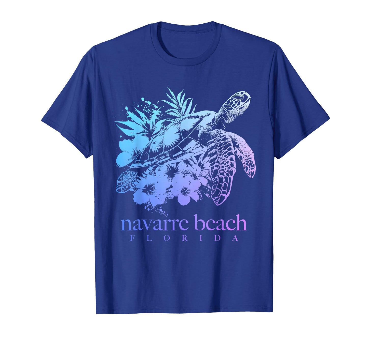 Navarre Beach Florida Turtle Flowers Surfer Souvenir T-Shirt