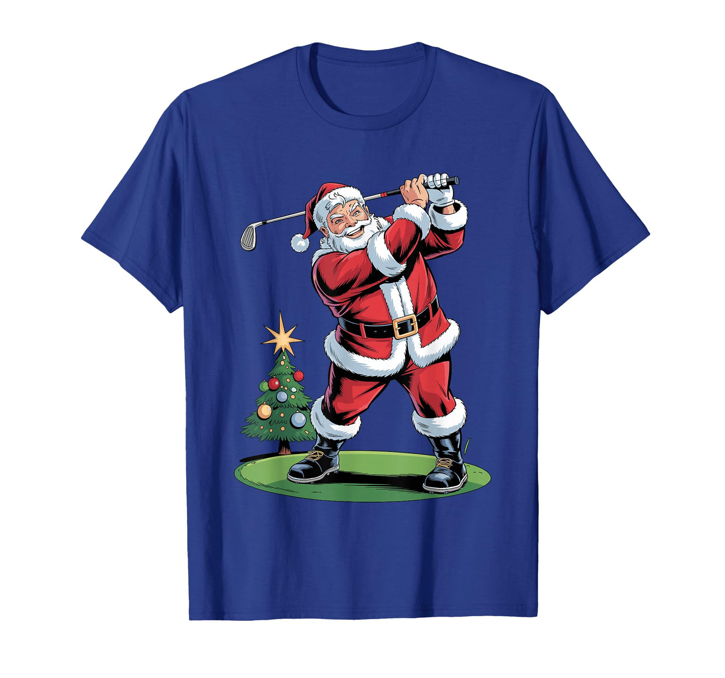 Santa Playing Golf Funny Holiday Christmas Xmas Pajama T-Shirt
