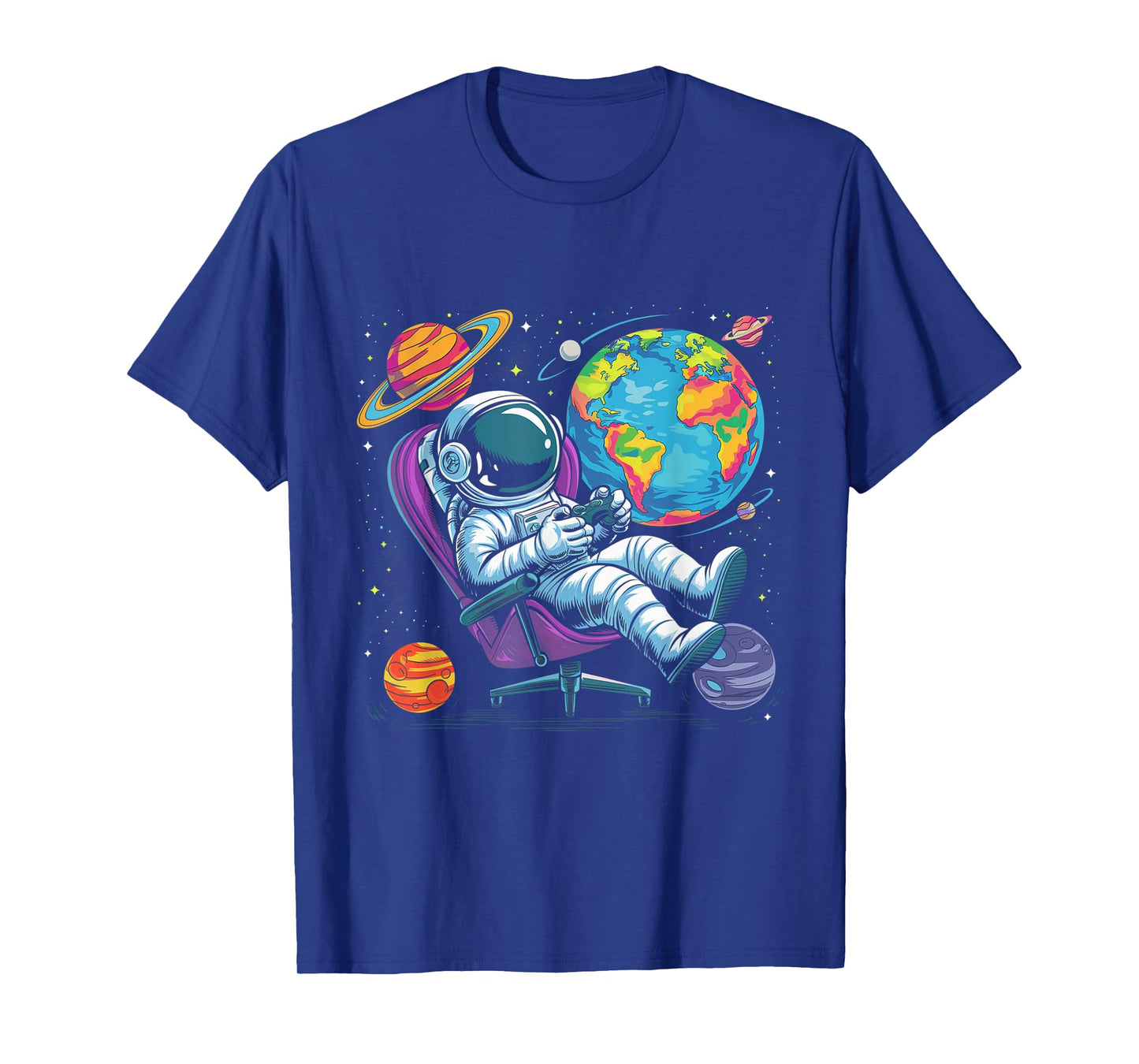 Astronaut Gamer Outer Space Men kids Gaming System Planets T-Shirt