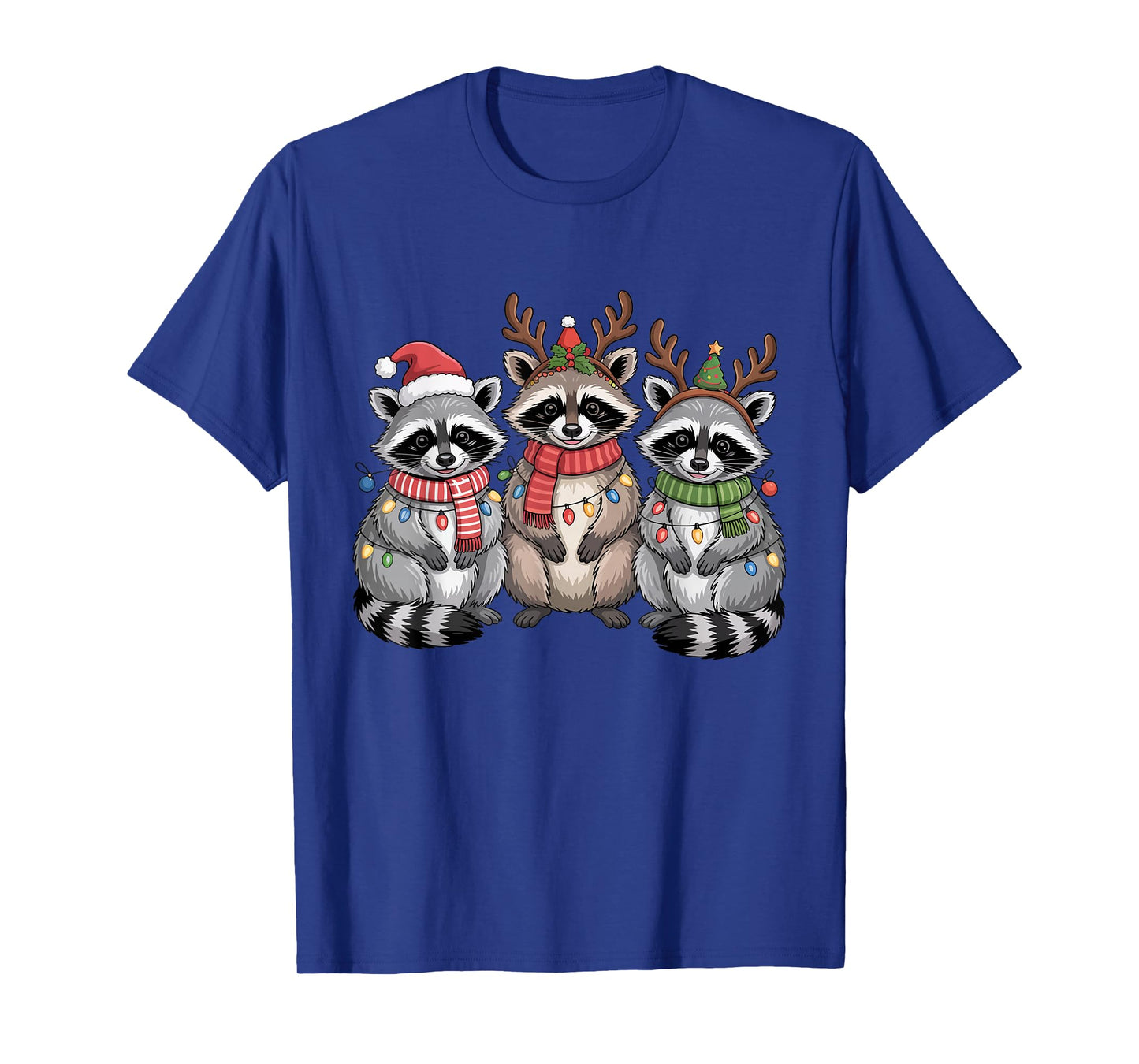 Christmas Lights Raccoon Santa Funny Xmas Tree for Men Women T-Shirt