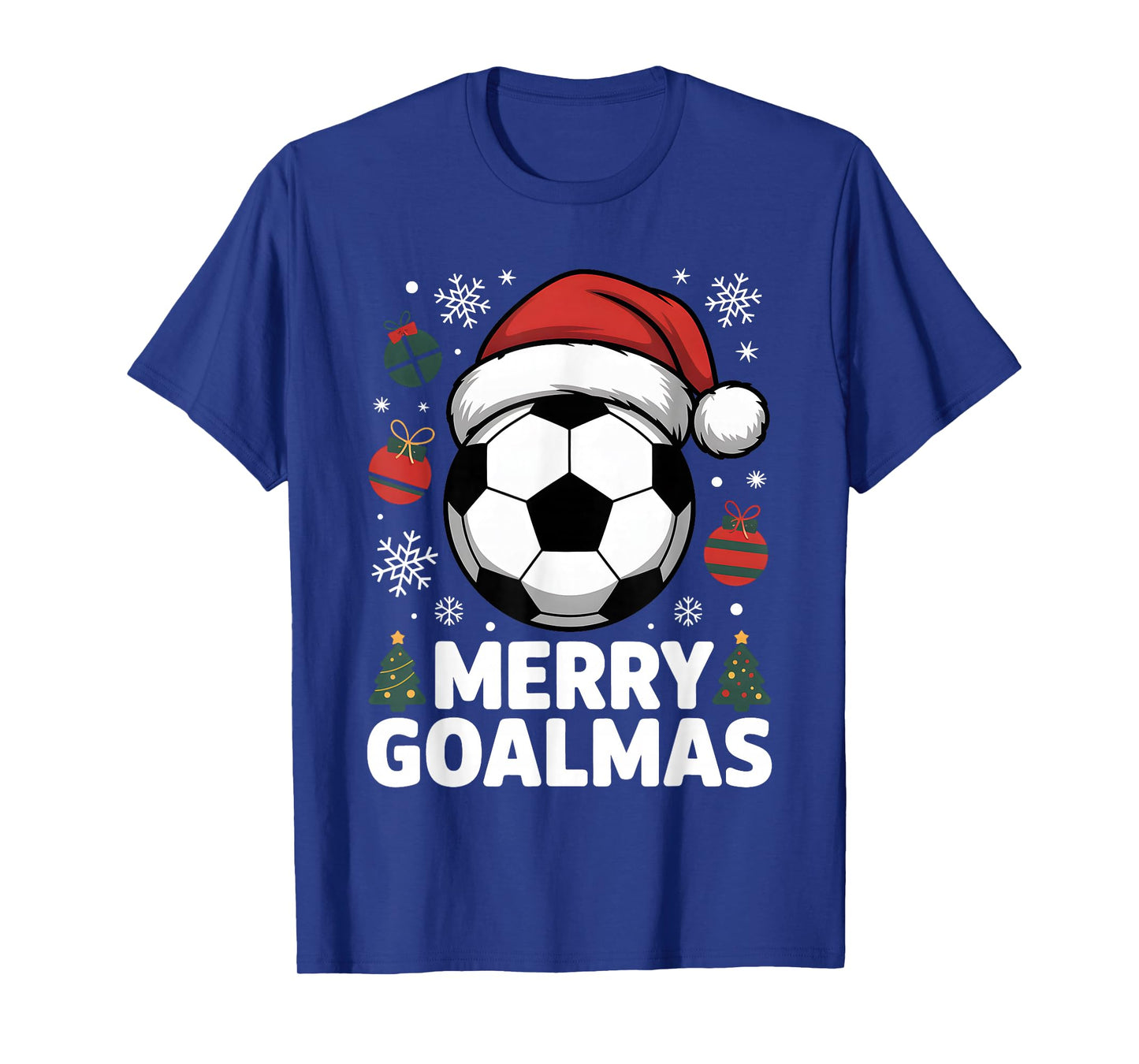 Merry Goalmas Christmas Santa Soccer Ball Graphic Kids Boys T-Shirt