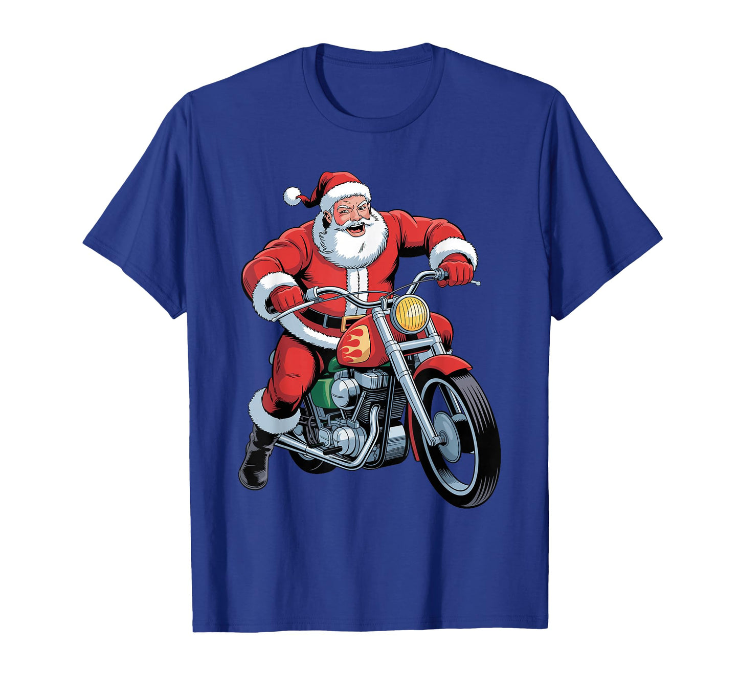 Funny Santa Riding Motorcycle Holiday Christmas Xmas Pajama T-Shirt