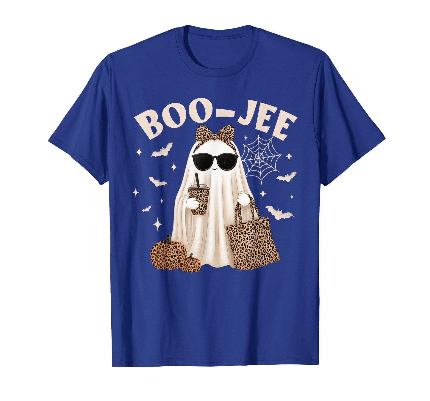 Coquette Leopard Ghost Coffee Boo-JEE Halloween Boujee Ghost T-Shirt