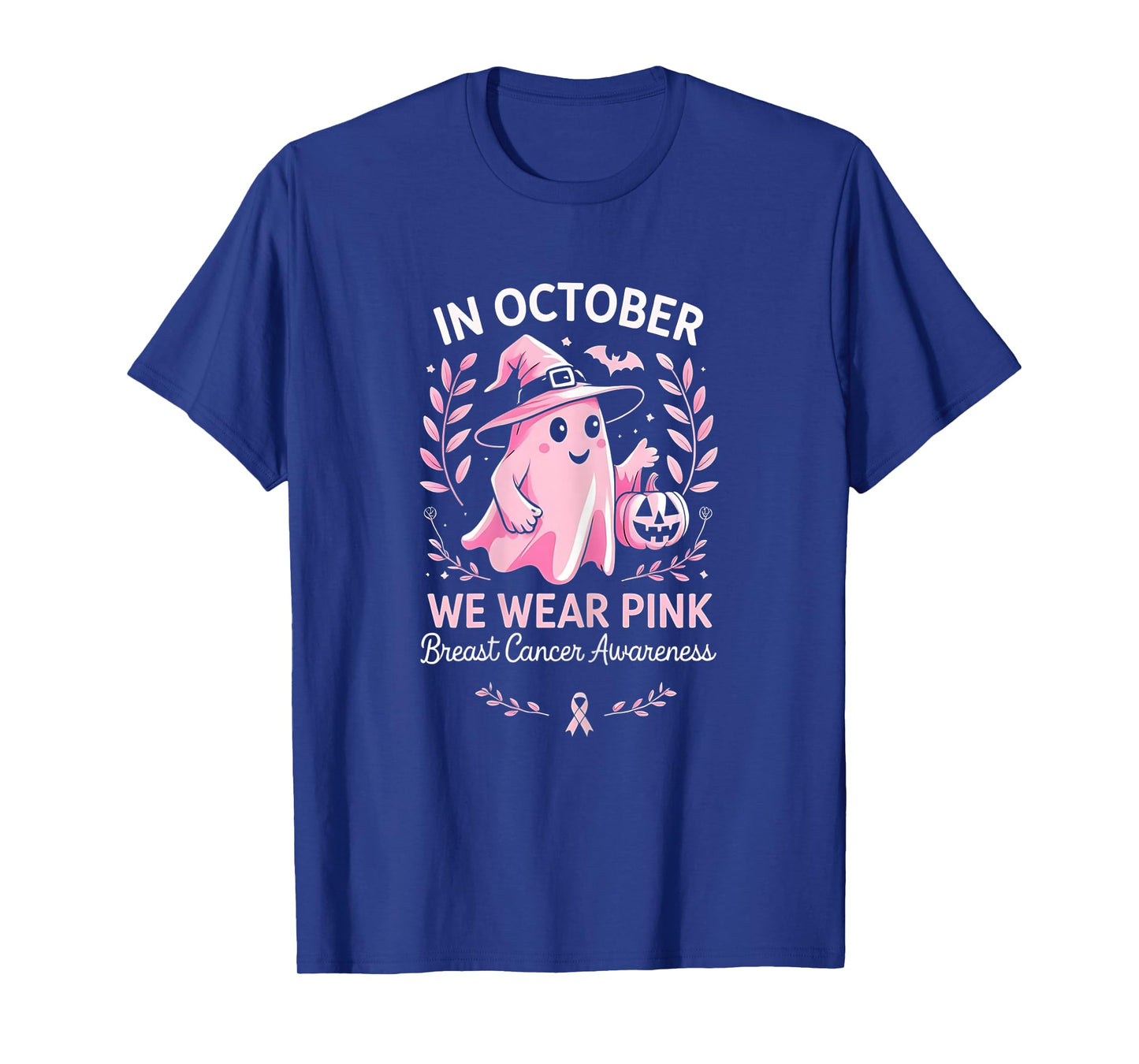 October Breast Cancer Awareness Pink Ghost Tee for Women T-Shirt