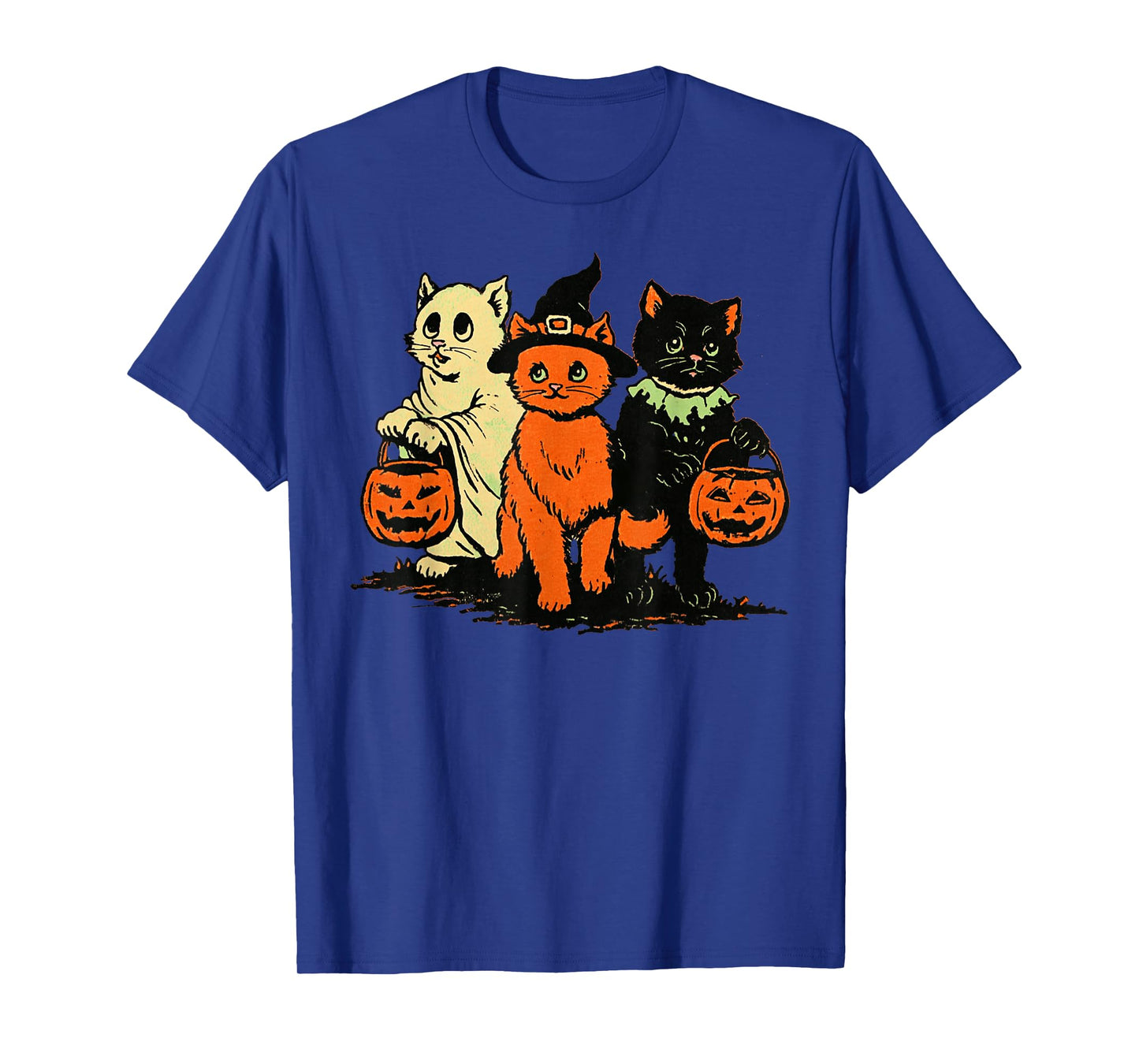 Black Cat Witch Halloween Retro Vintage Pumpkin Scary Women T-Shirt