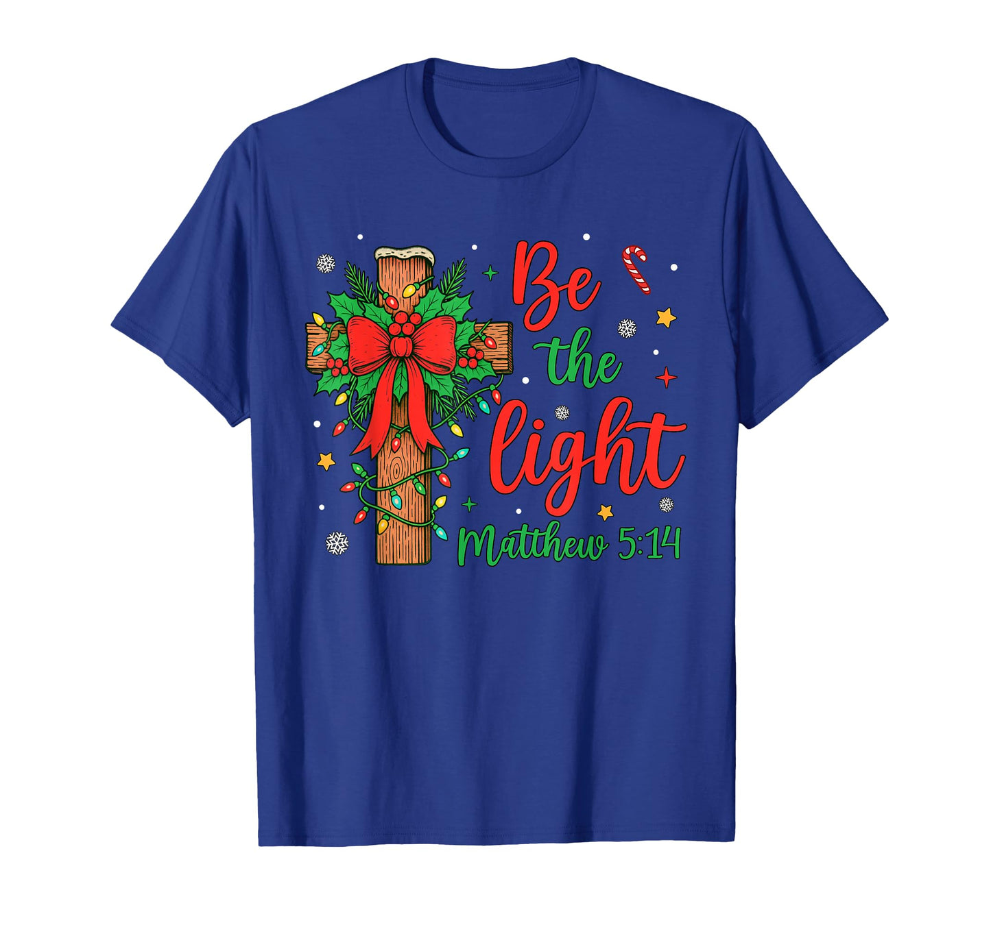 Be The Light Christian Christmas Cross Bow Floral Women T-Shirt