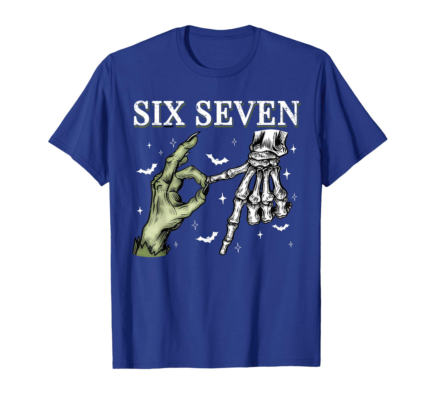 Six Seven 6 7 Meme Funny Witch Skeleton Hands T-Shirt