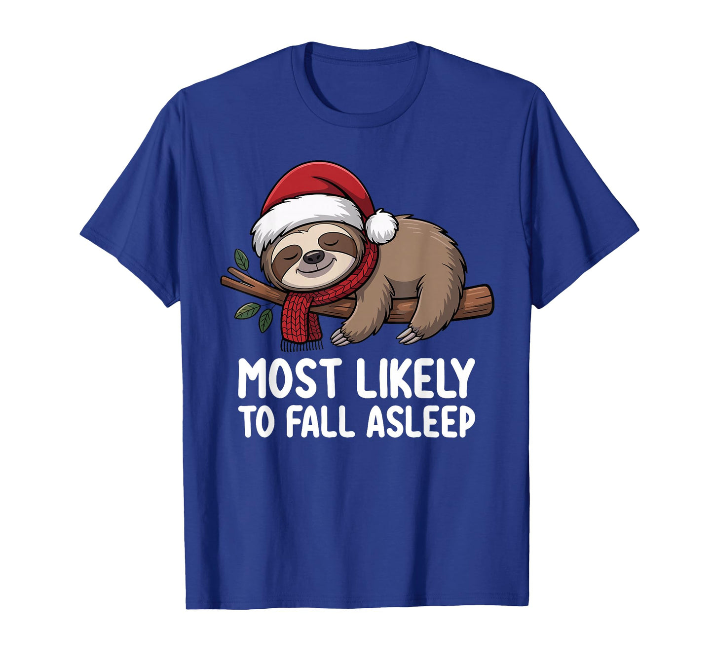 Most Likely to Fall Asleep Sloth Christmas Funny T-Shirt