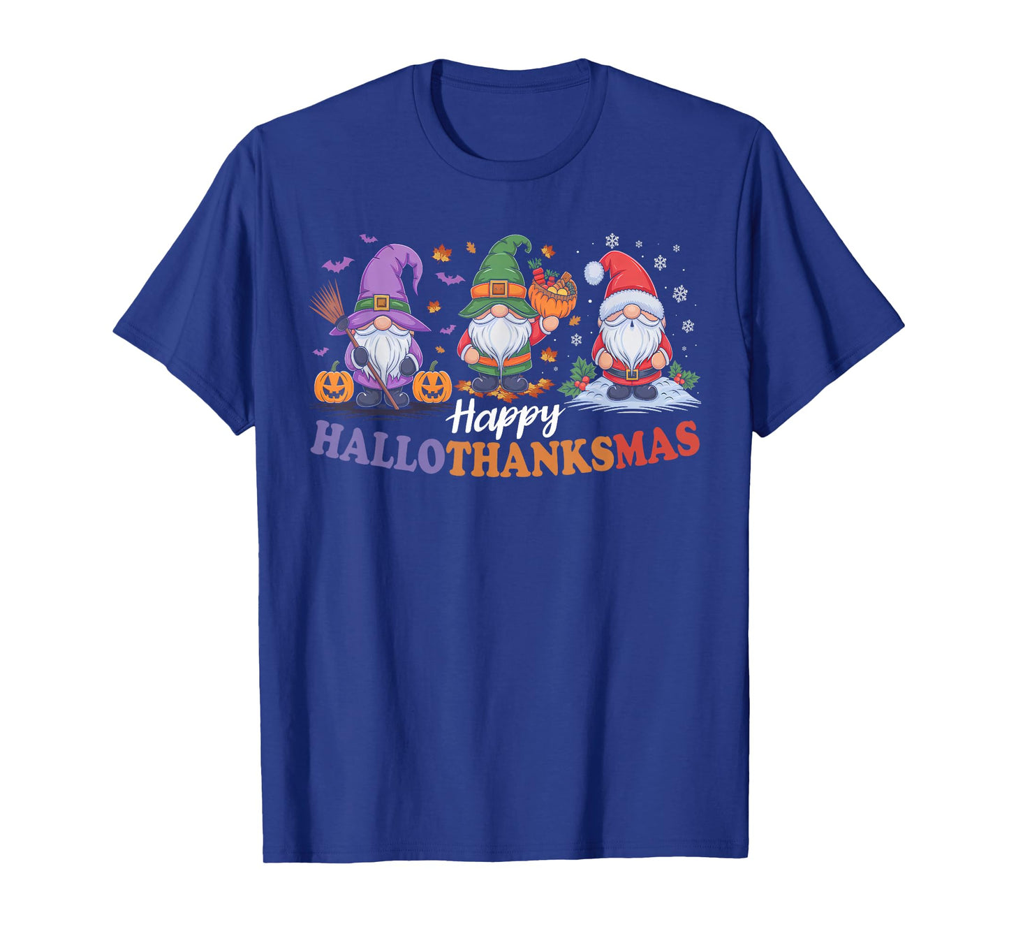 Halloween Thanksgiving Christmas Happy HalloThanksMas Gnomes T-Shirt