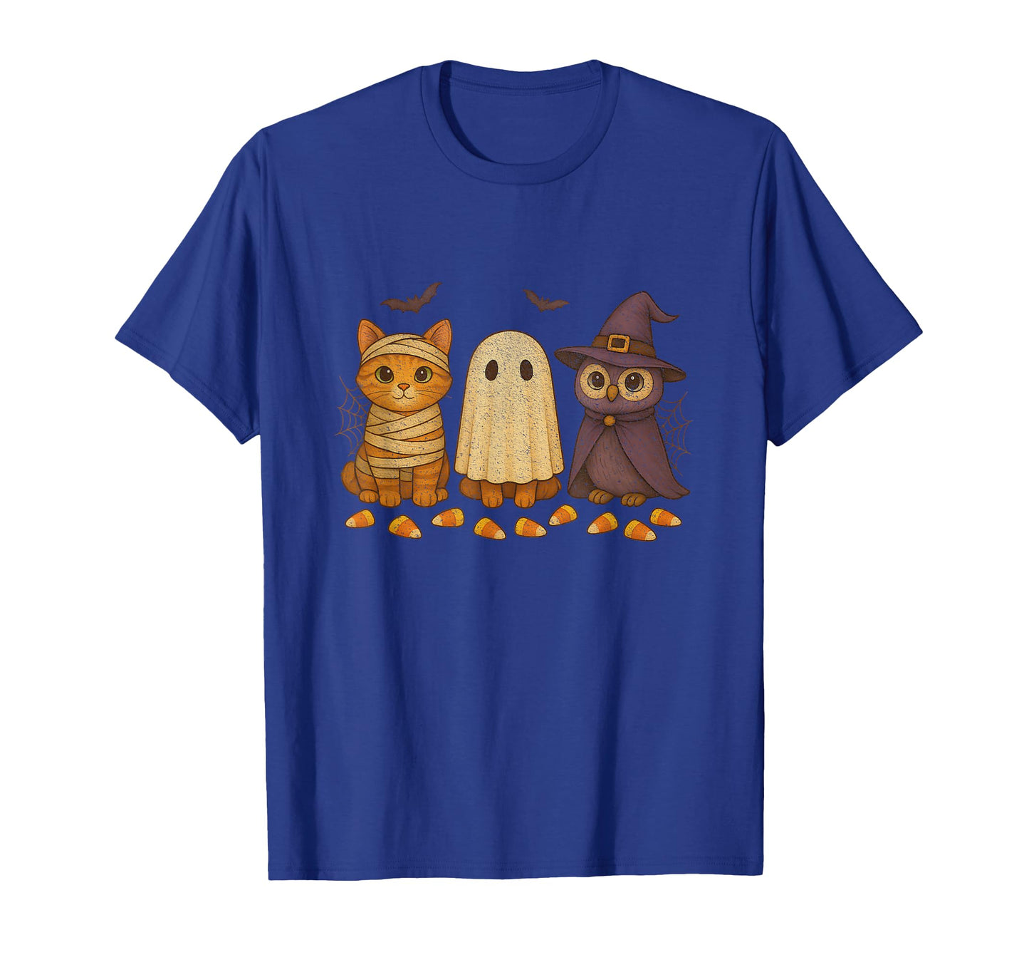 Cute Retro Halloween Mummy Cat, Dog Ghost & Spooky Witch Owl T-Shirt