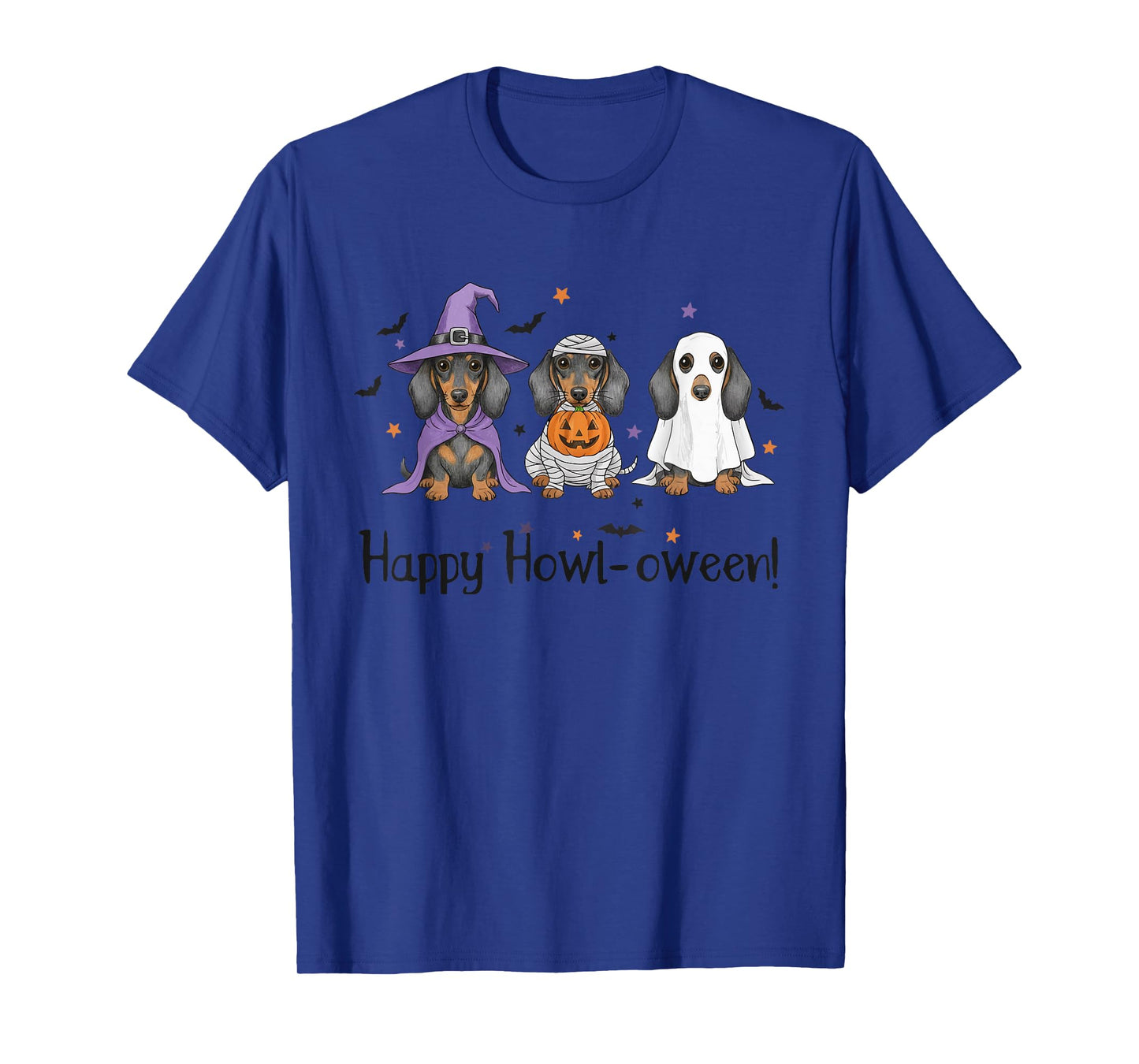 Dachshund Halloween Witch Mummy Ghost Trio T-Shirt