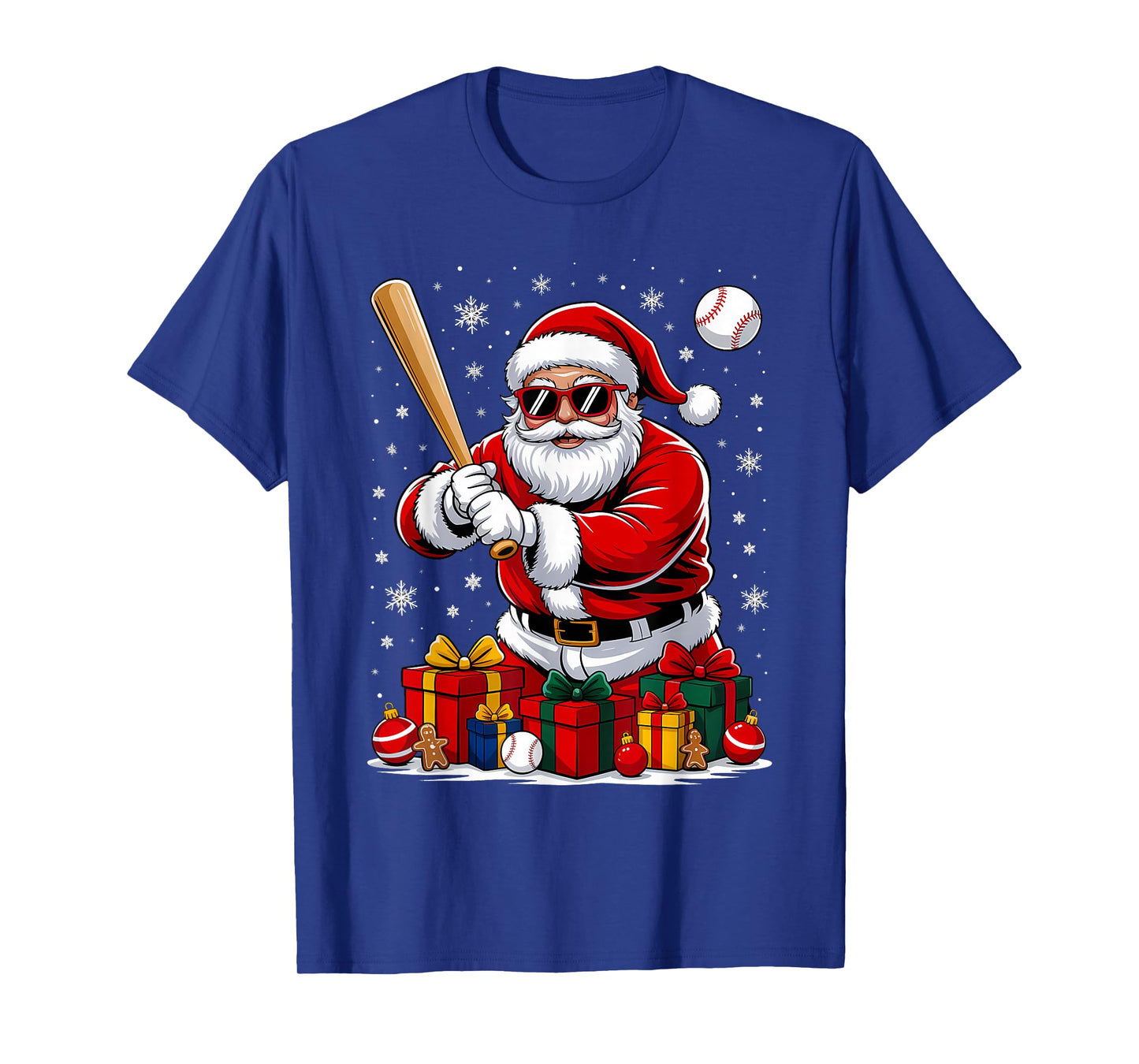 Santa Playing Baseball Cool Christmas Player T-Shirt