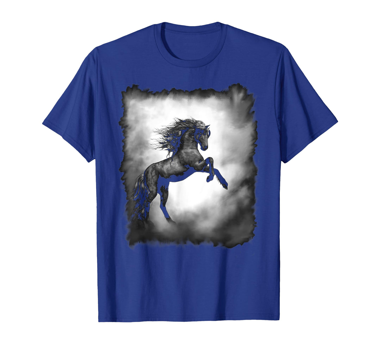 Black Wild Stallion Horse Rearing up with flowing mane T-Shirt