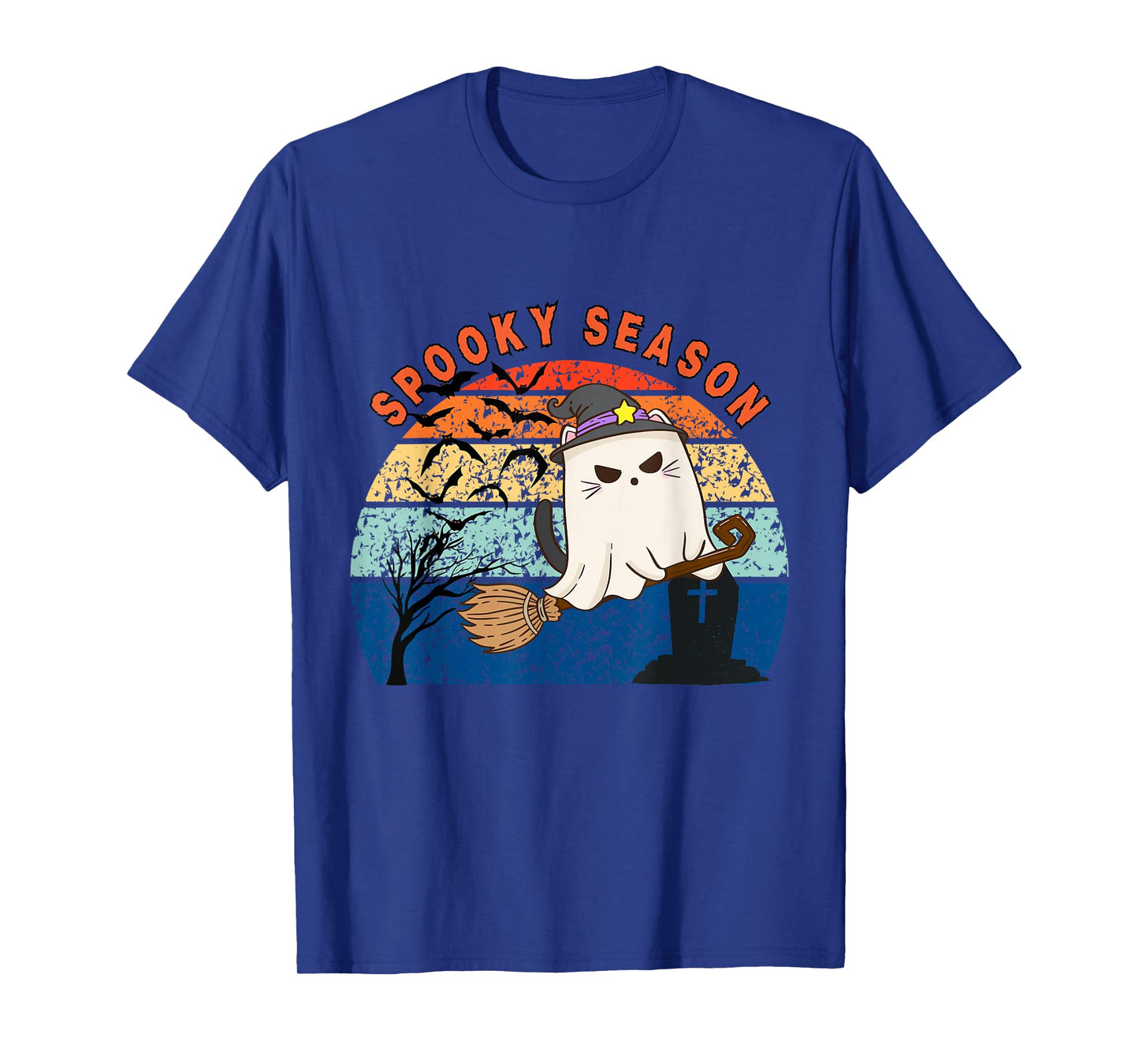 Spooky Season Ghost Cat Witch Halloween Cute Silly T-Shirt