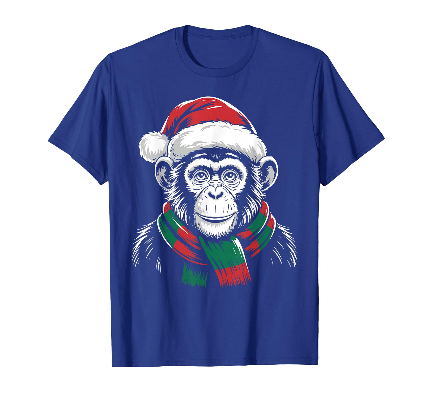 Chimpanzee Xmas Santa Hat Scarf Christmas Costume T-Shirt