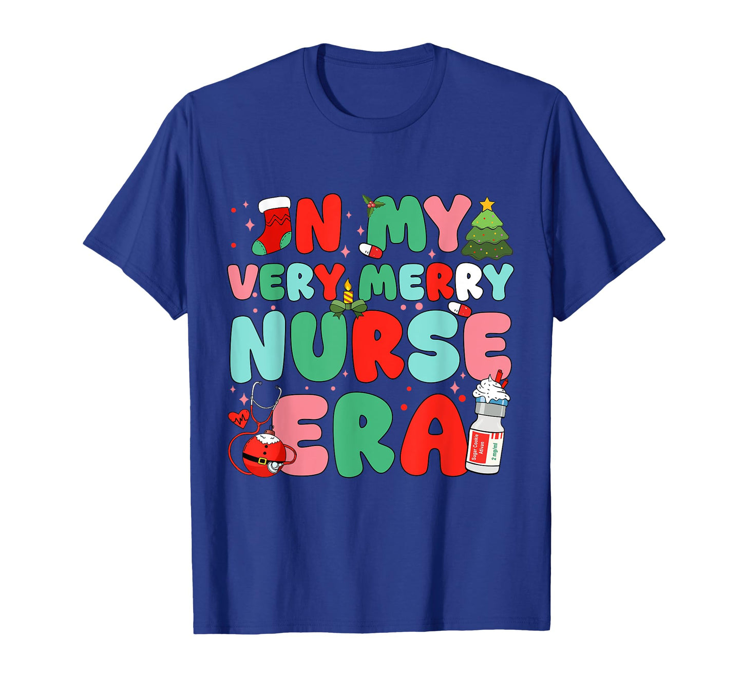 Retro in My Very Merry Nurse Era Groovy Christmas Women Men T-Shirt