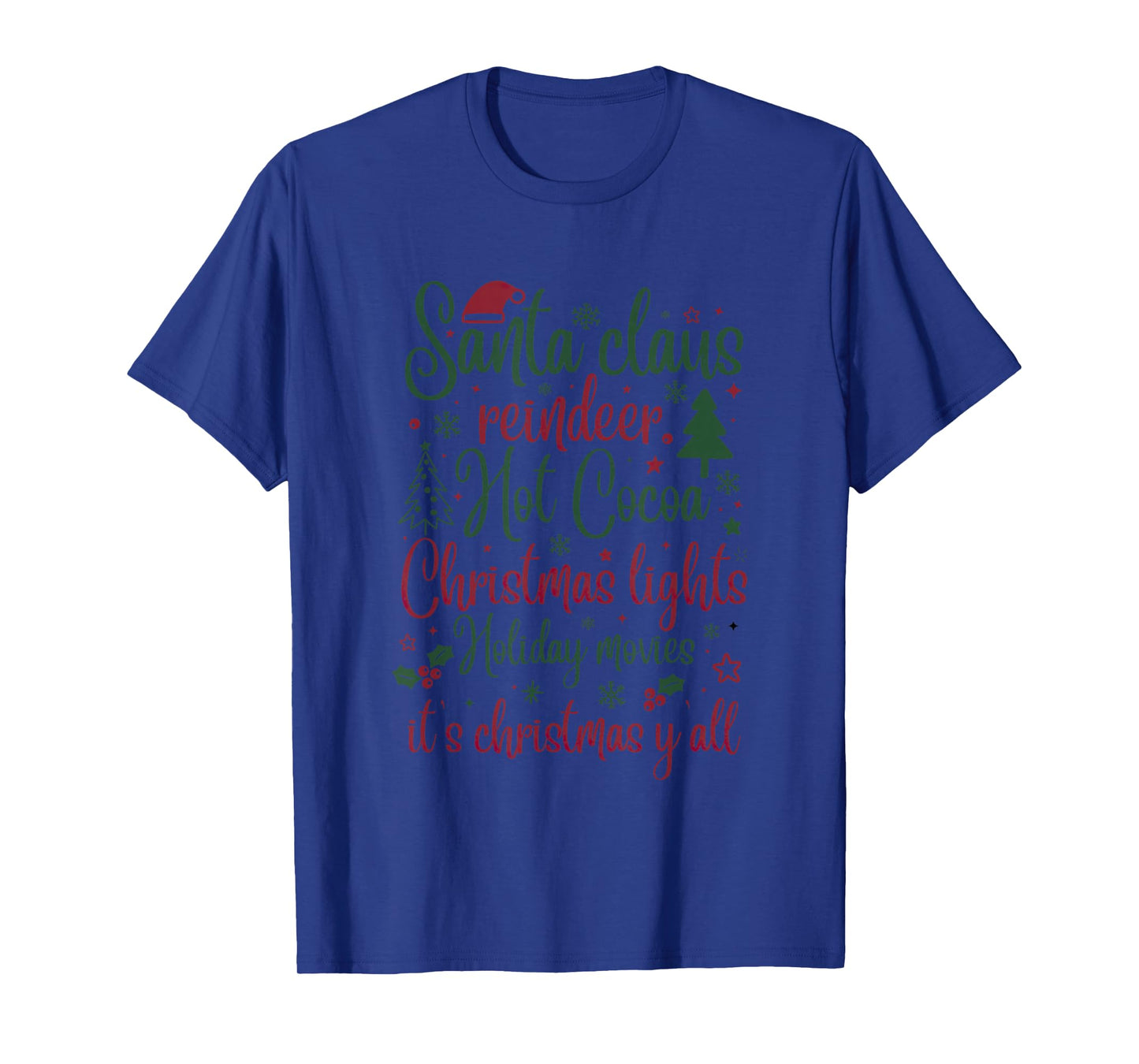 Santa Claus Reindeer Hot Cocoa Christmas Lights T-Shirt