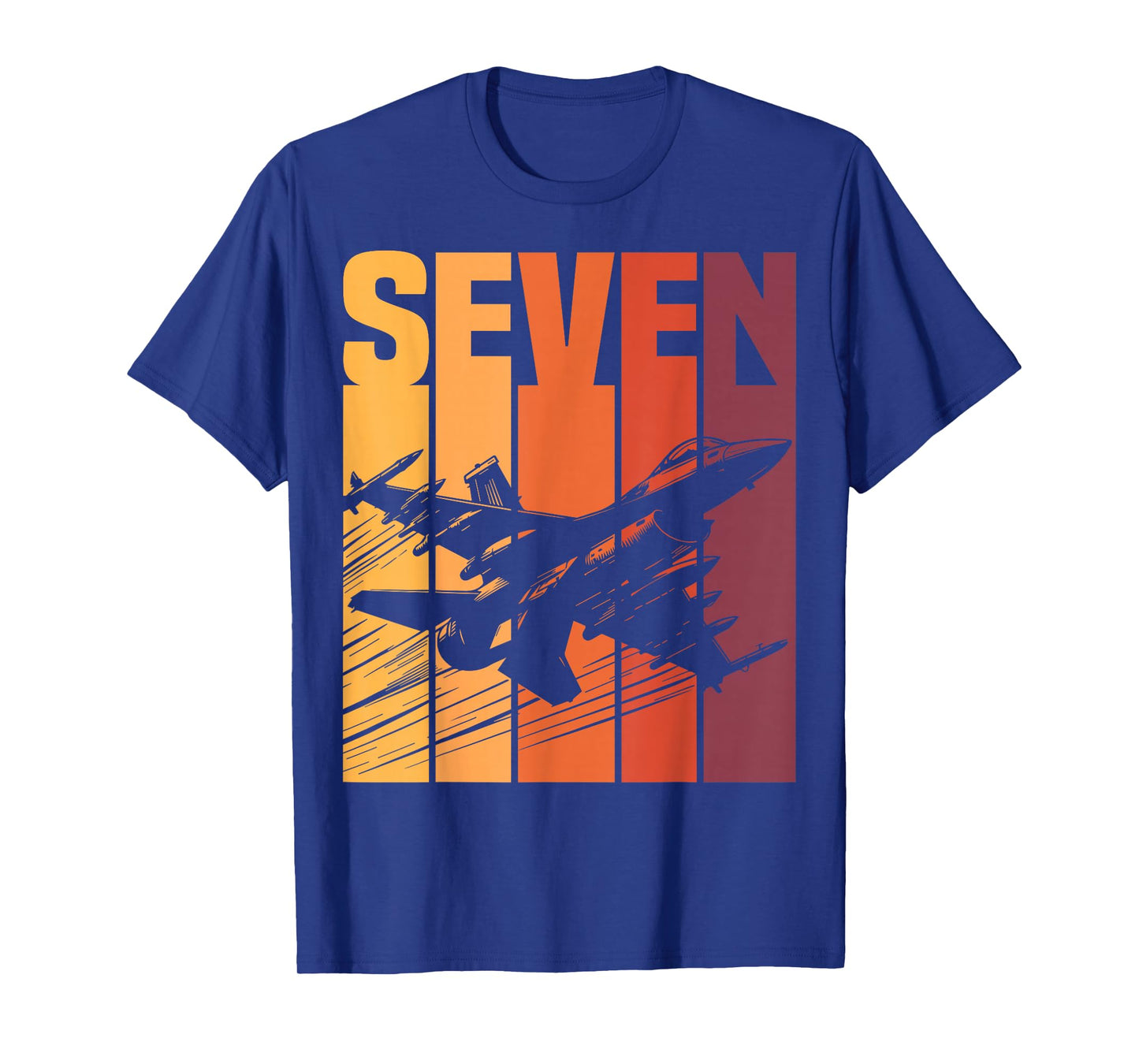 Military Fighter Jet Retro Seven Year Old Boys 7th Birthday T-Shirt