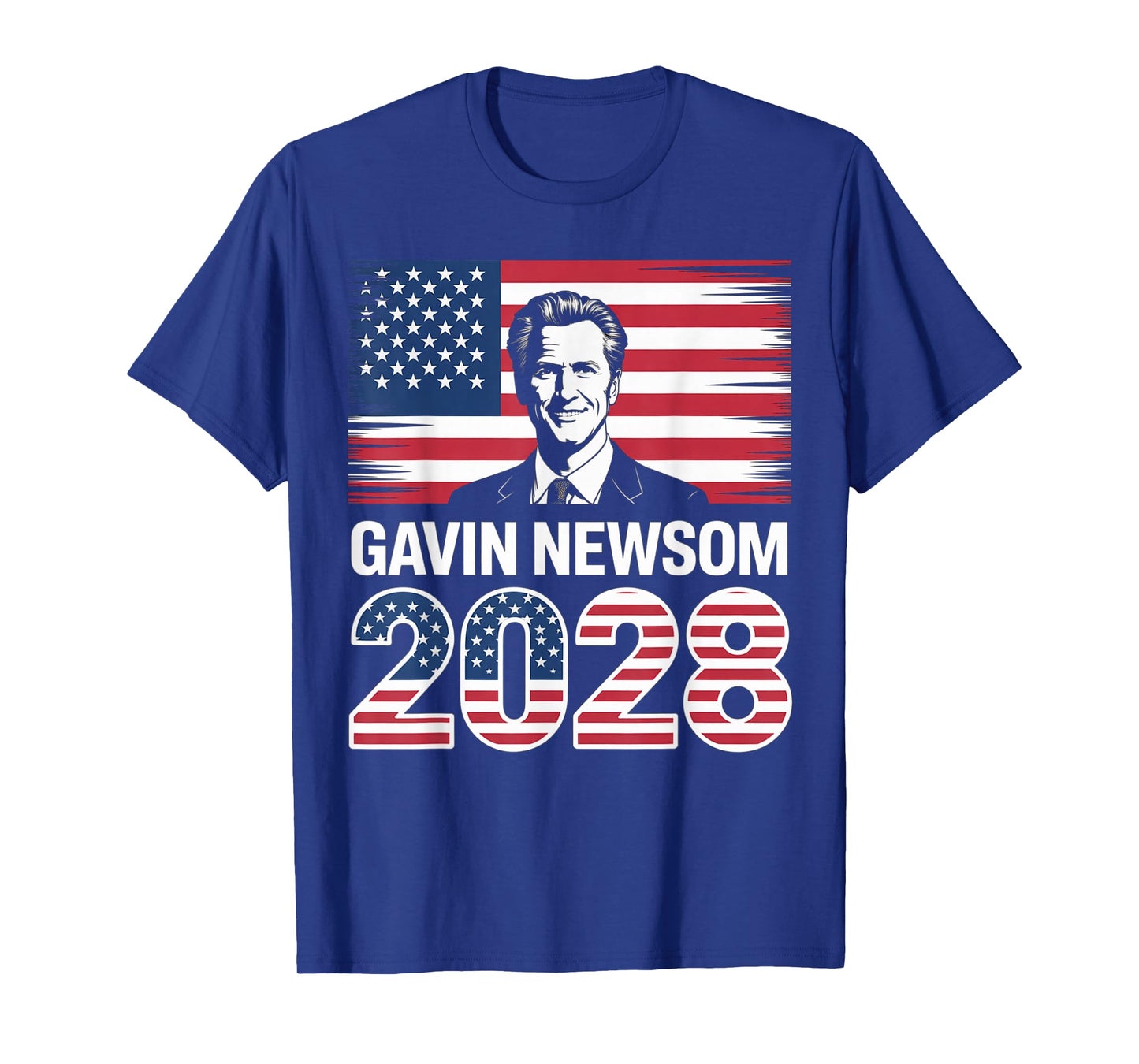 Gavin Newsom 2028 for President 48 American Flag Patriotic T-Shirt