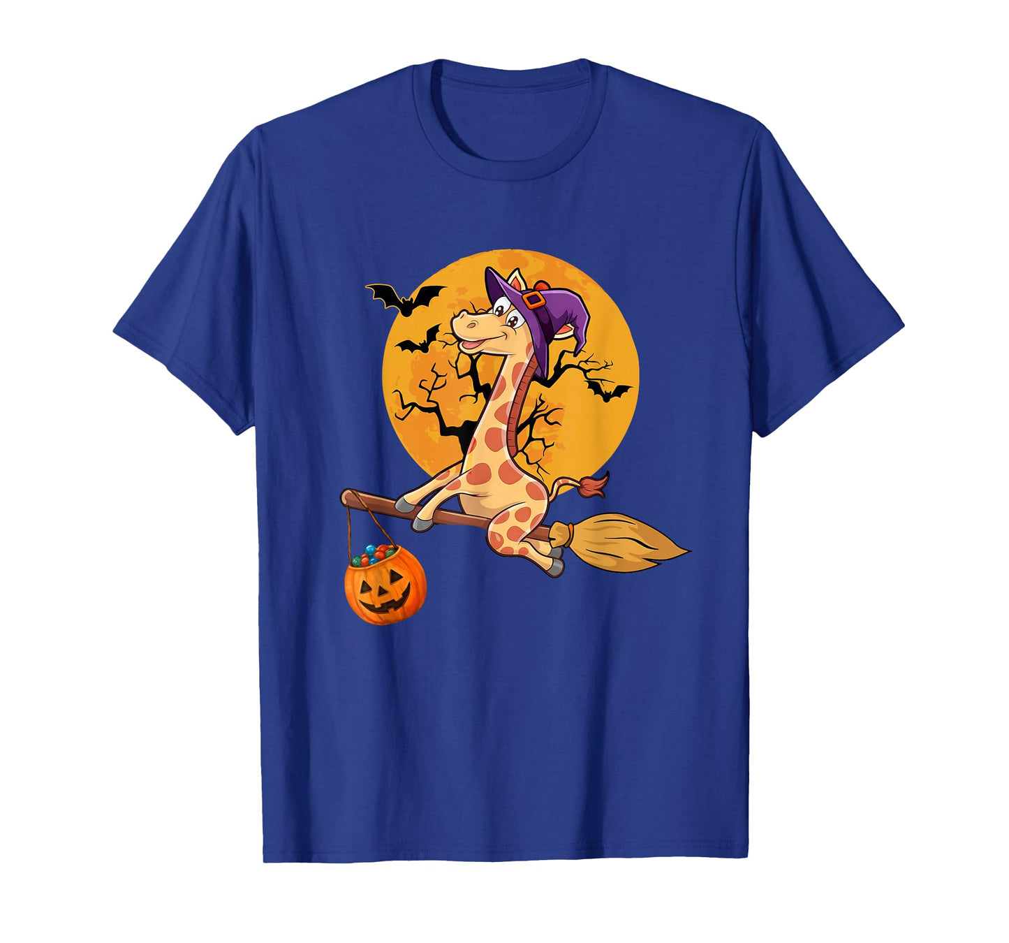 Giraffe Witch Hat Pumpkin Halloween Costume Men Women Kids T-Shirt