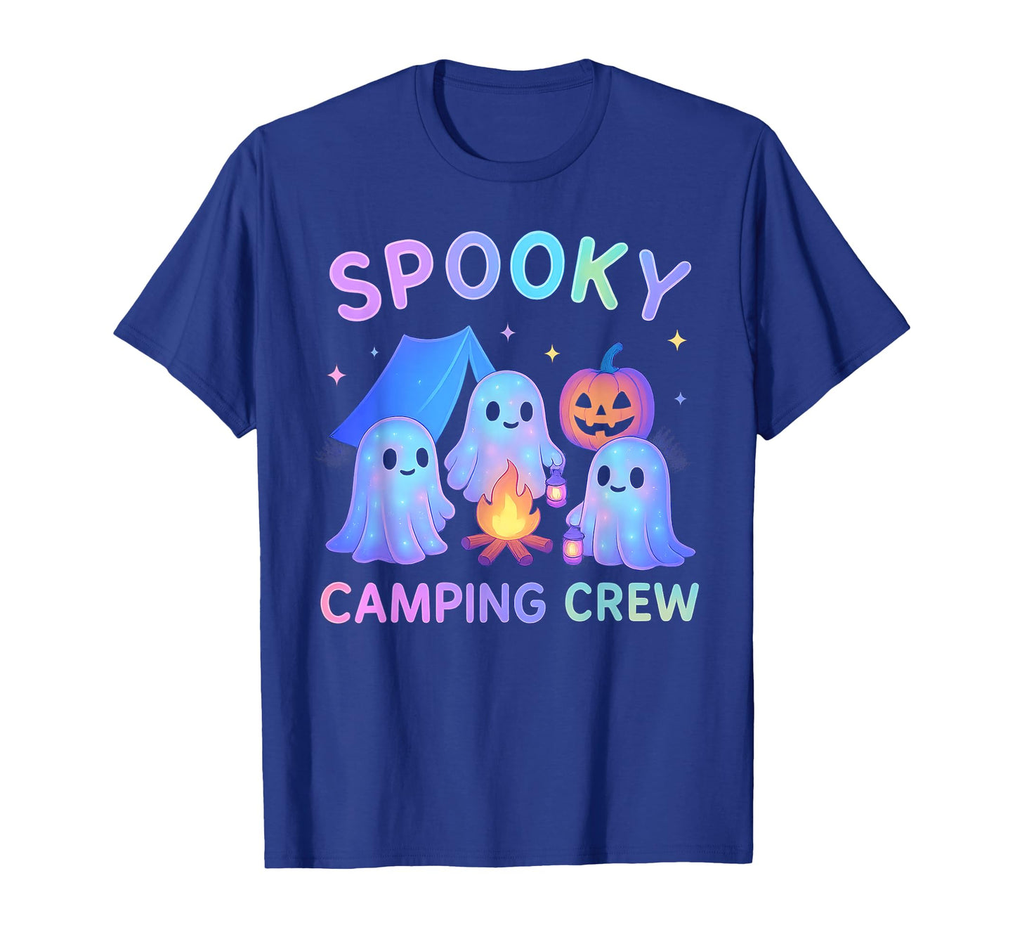 Spooky Camping Crew Ghosts Halloween Campfire Vintage Boo T-Shirt