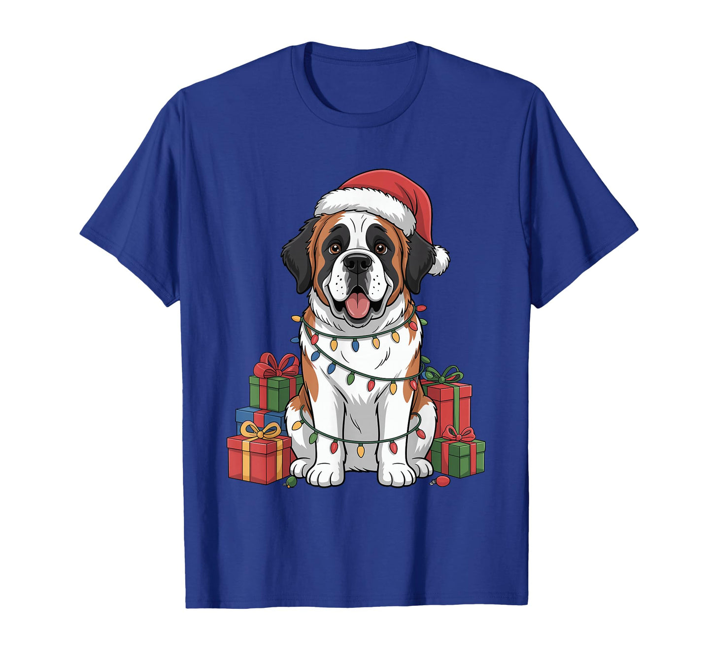 Cute Saint Bernard Santa Hat Christmas Dog Lover Holiday T-Shirt