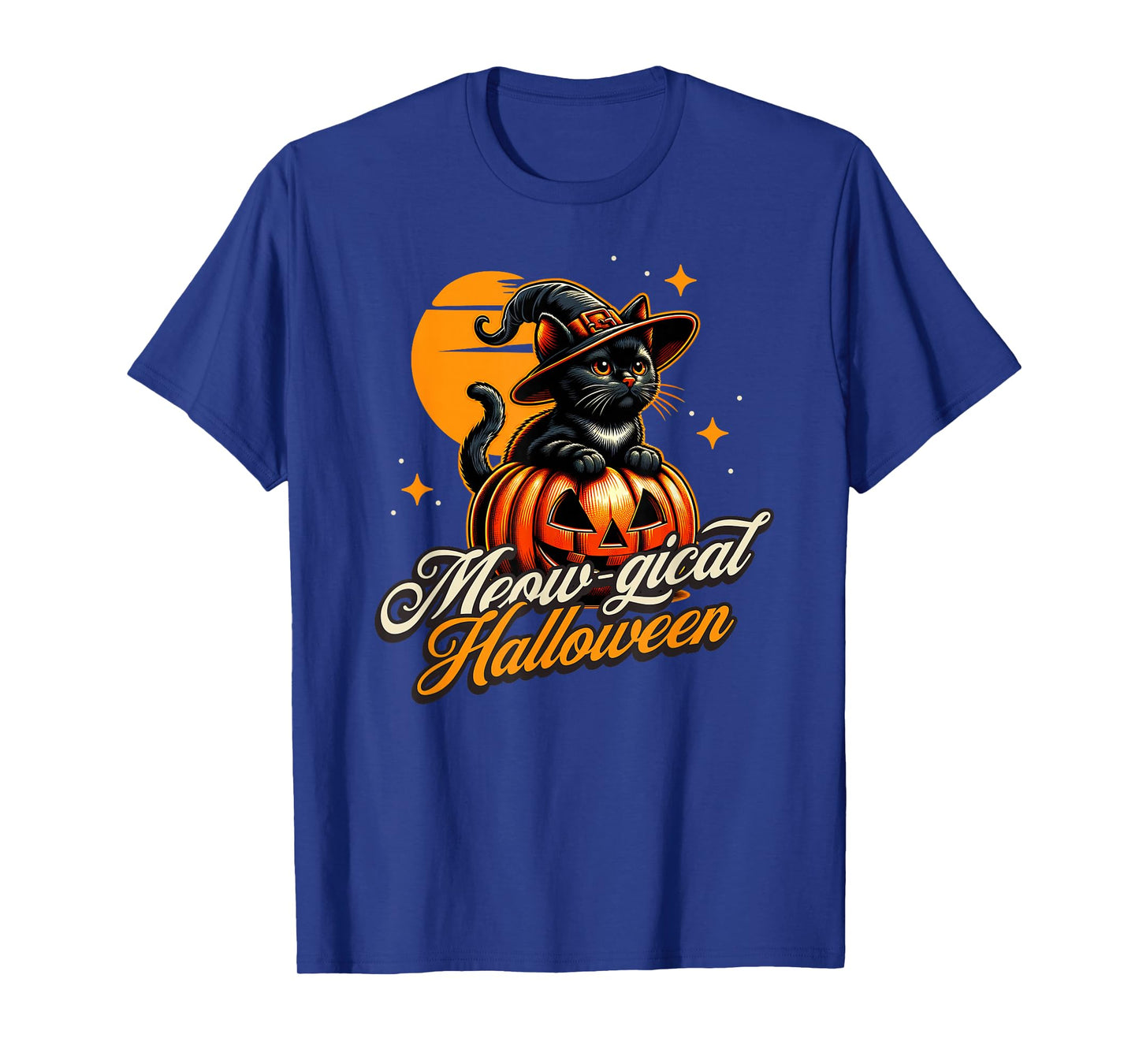 Halloween - Magical Black Cat Witch Pumpkin T-Shirt