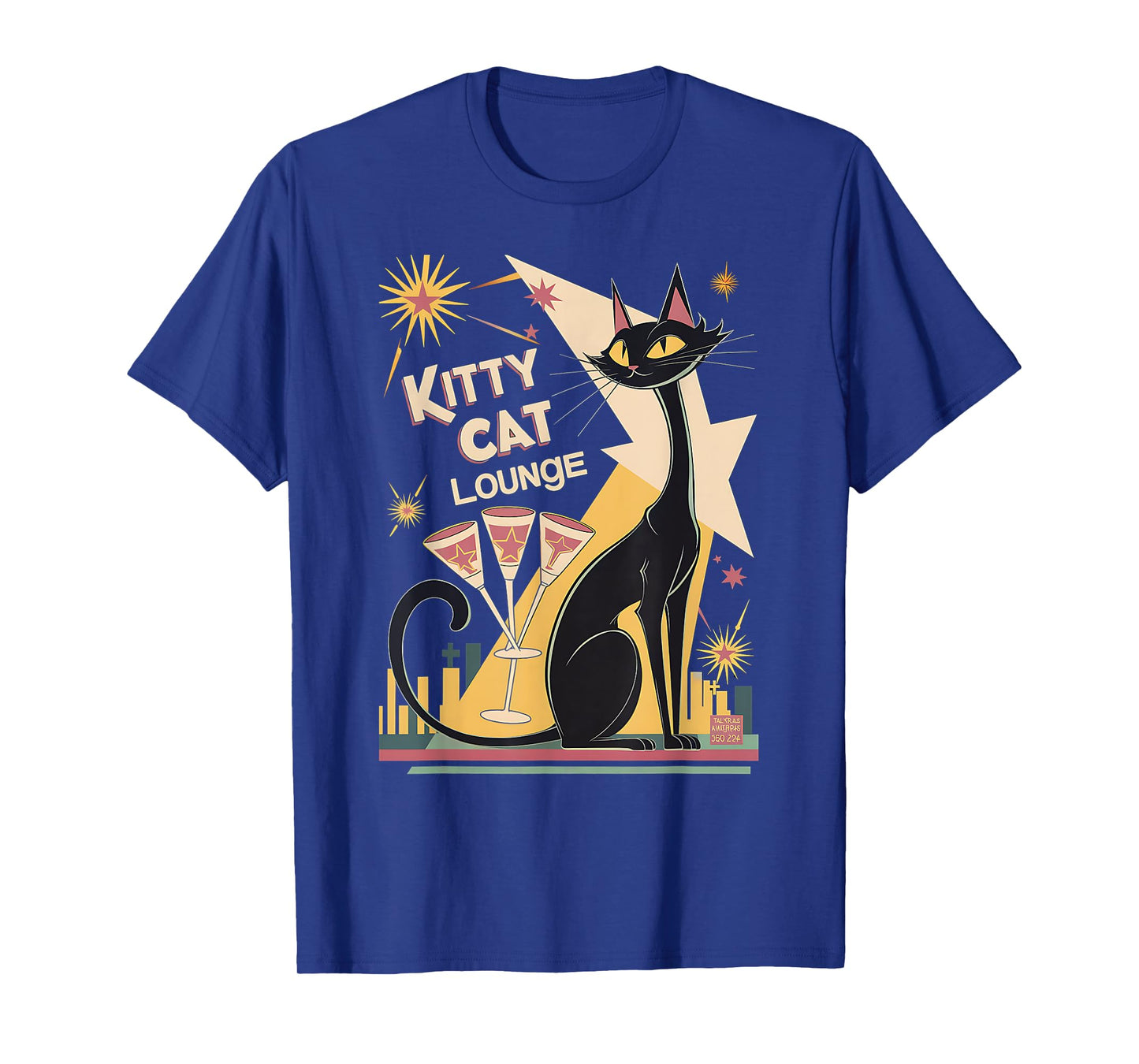 Retro Mid-Century Modern Cat and Cocktails Lounge Theme Men Women T-Shirt