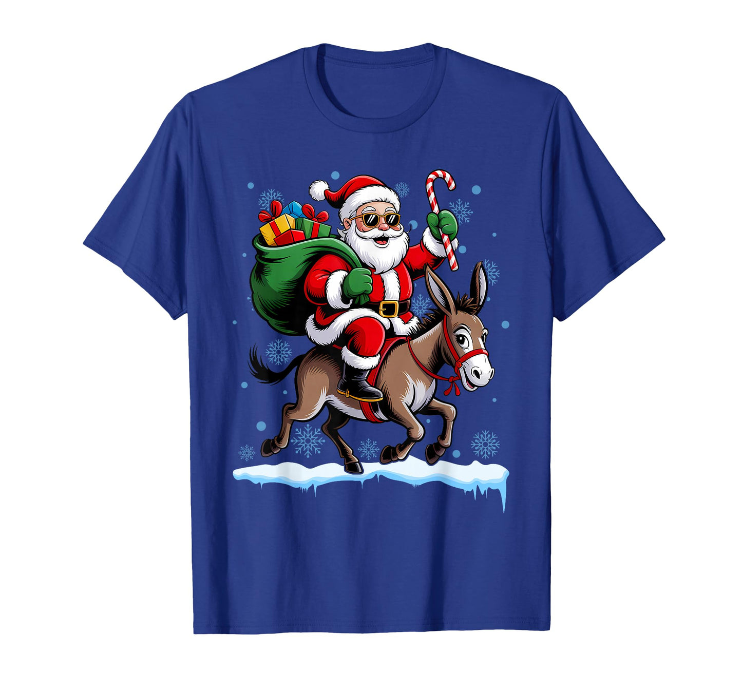 Santa Riding Donkey Funny Animal Christmas Xmas Men Women T-Shirt