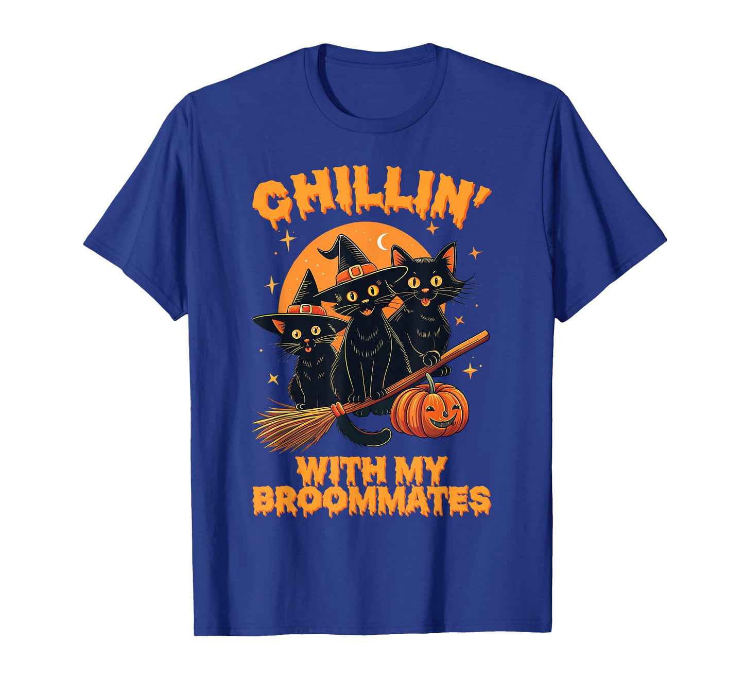 Chillin’ with My Broommates Funny Halloween Cat Mom T-Shirt