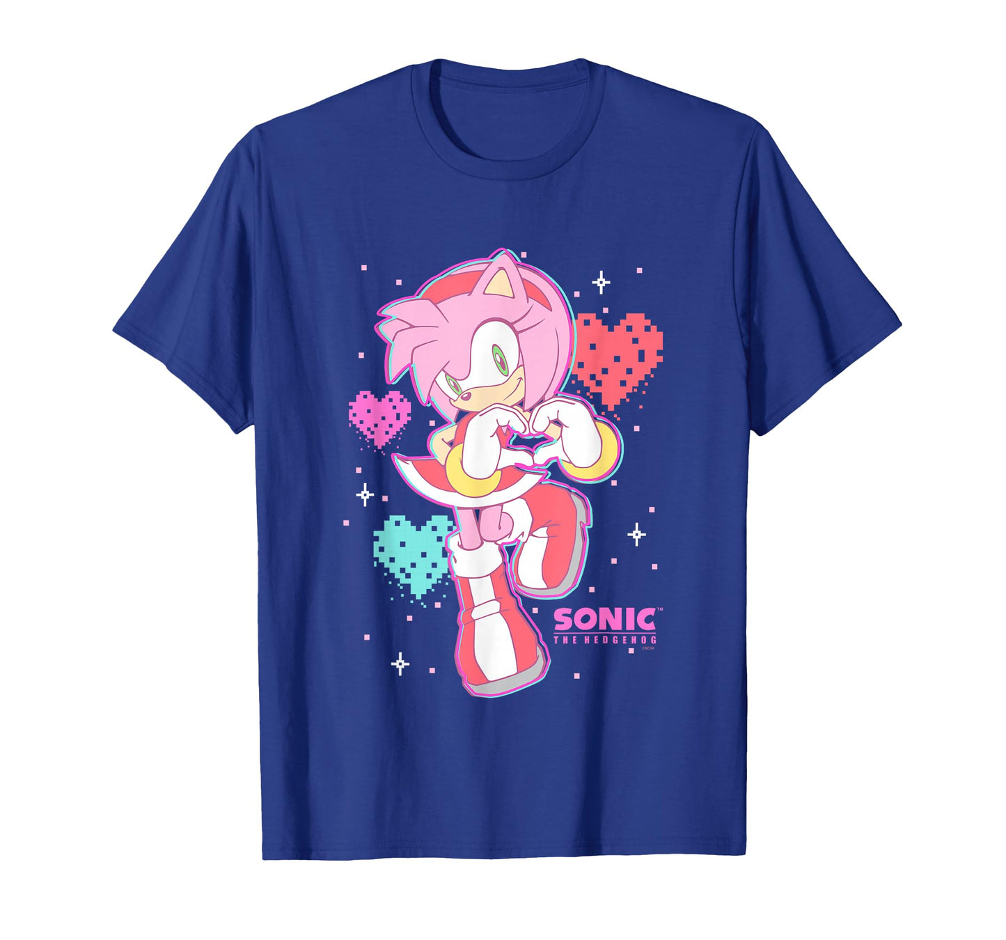 Sonic The Hedgehog Valentine's Day Cute Amy Rose Retro Logo T-Shirt