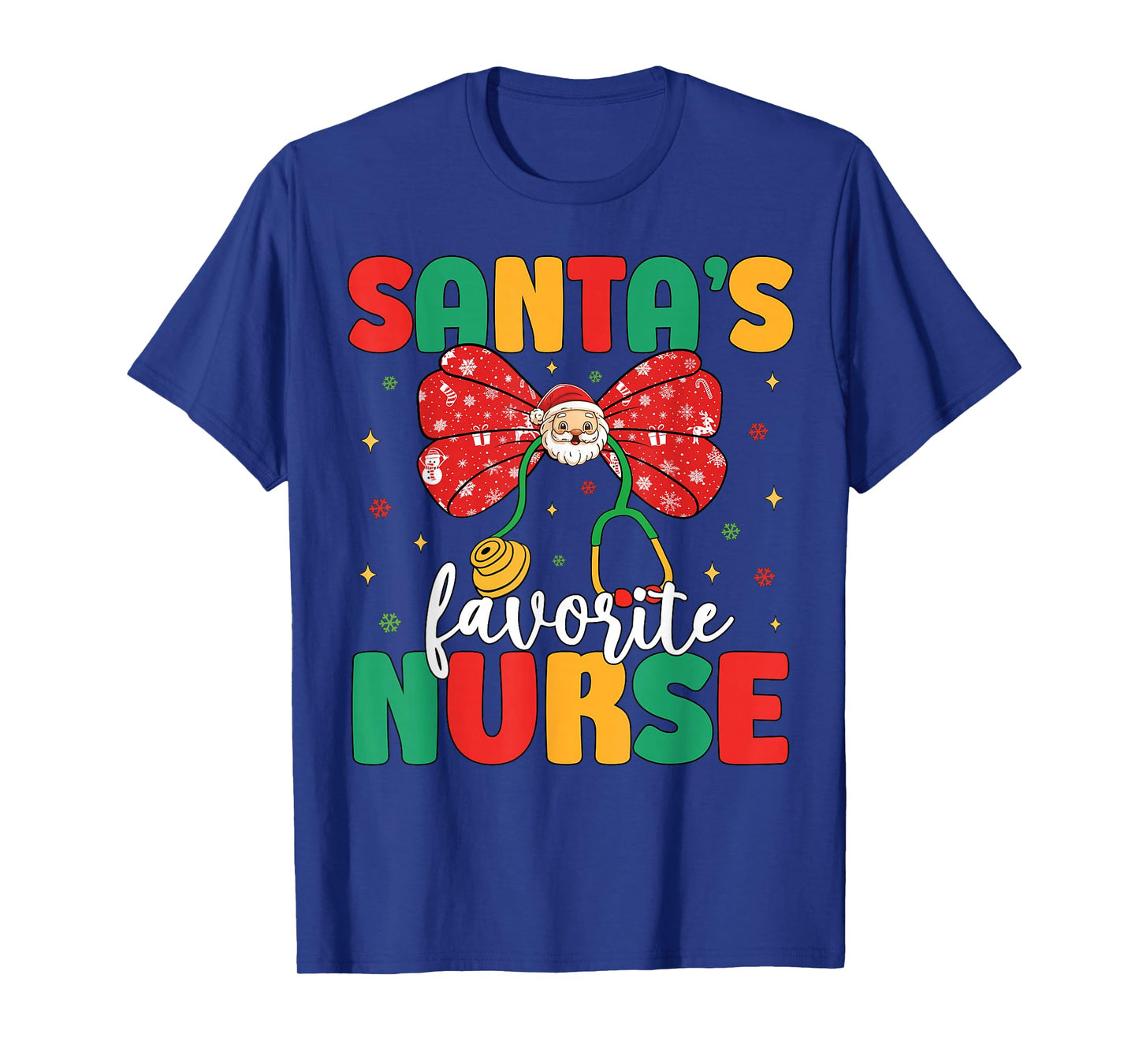 Santa's Favorite Nurse Cute Christmas Coquette Bow Women T-Shirt