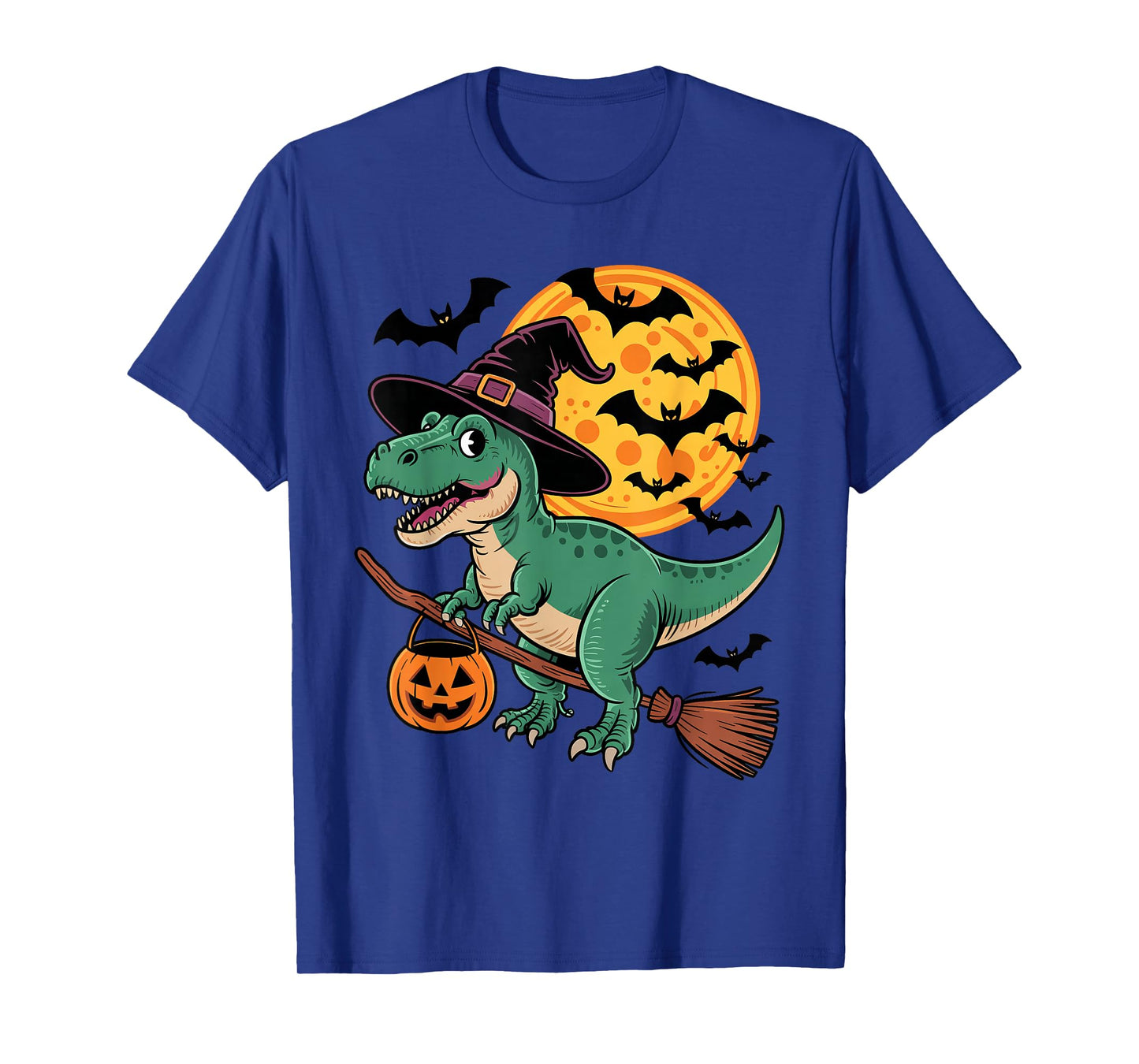 Dinosaur Halloween Witch Hat Jack-o-Lantern Candy Bucket T-Shirt