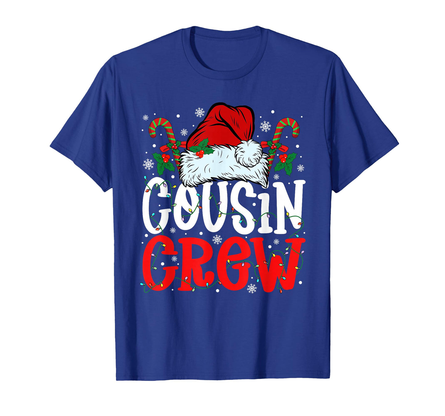 Cousin Crew Christmas Santa Hat Xmas Lights Men Boys Kids T-Shirt