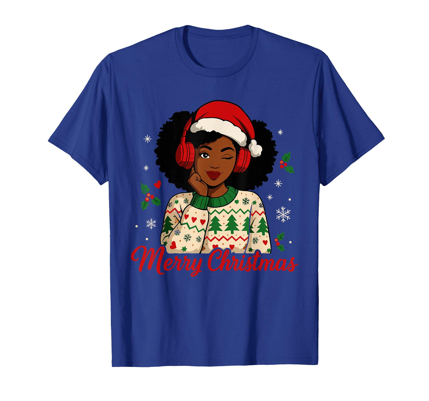 Ugly Christmas African Costume for Girls, Black Mrs Santa T-Shirt
