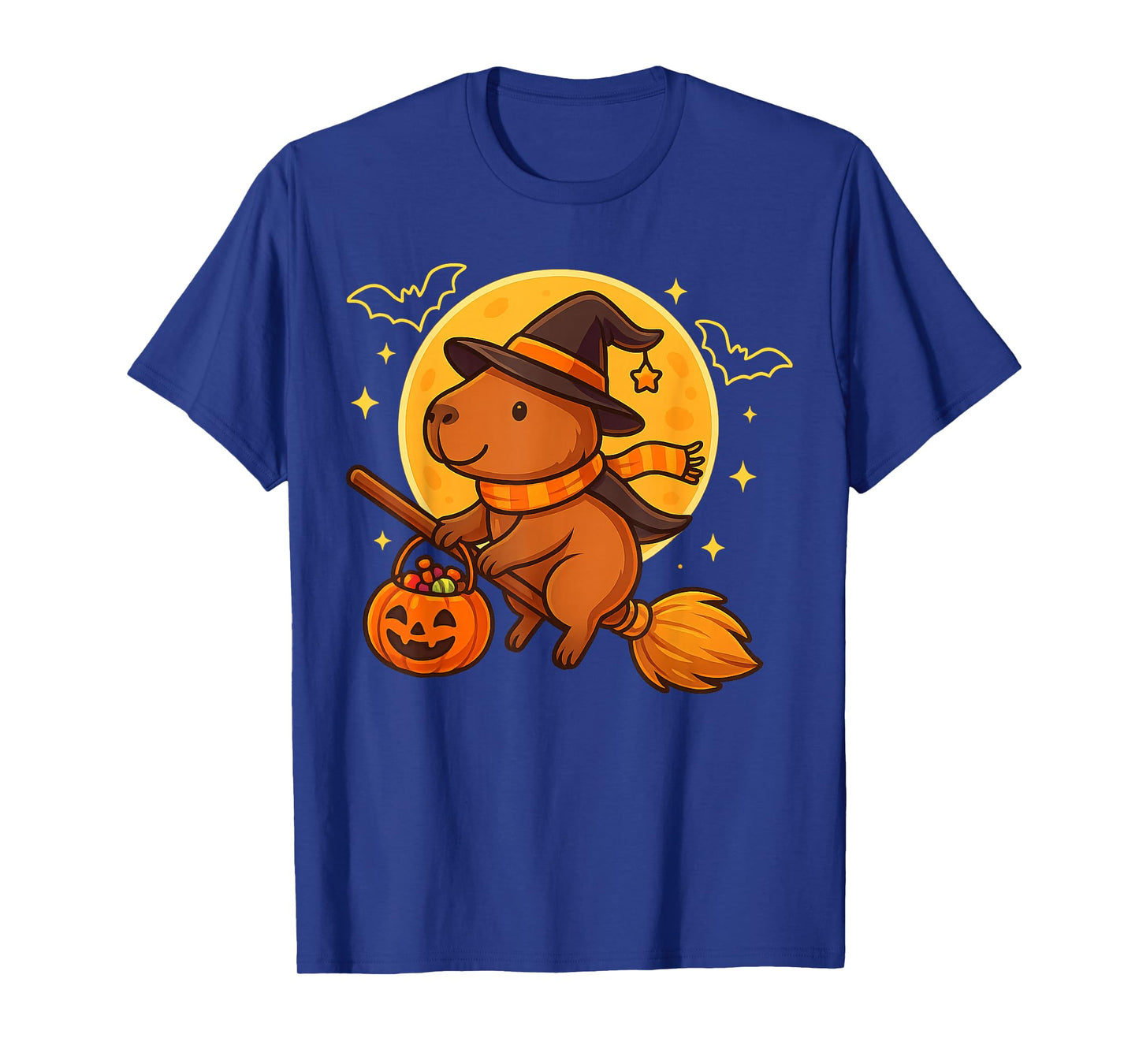 Cute Capybara Witch Pumpkin Halloween Costume Boys Girls T-Shirt