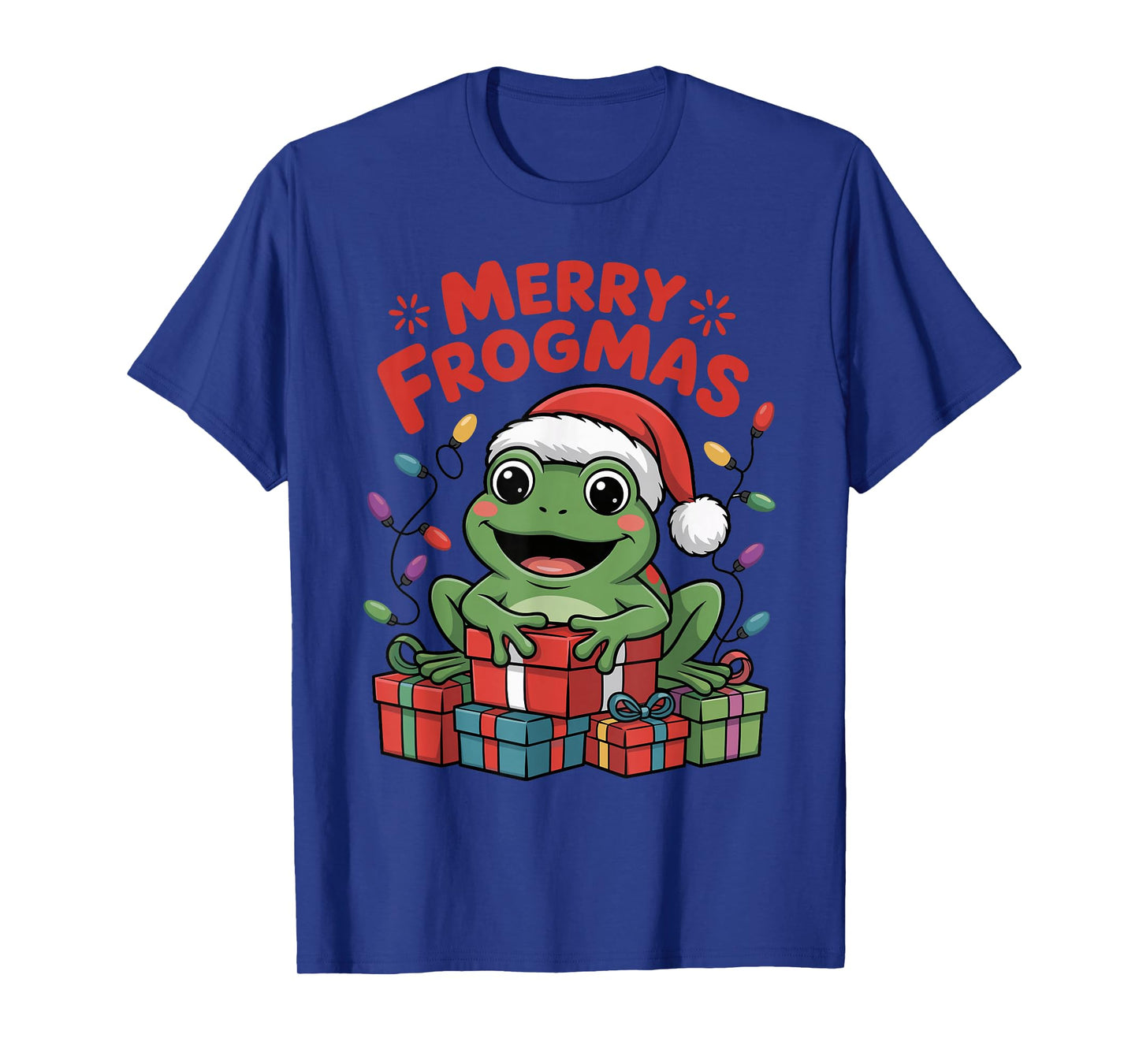 Frog Santa Hat Christmas Design Funny Animal Lovers Holiday T-Shirt