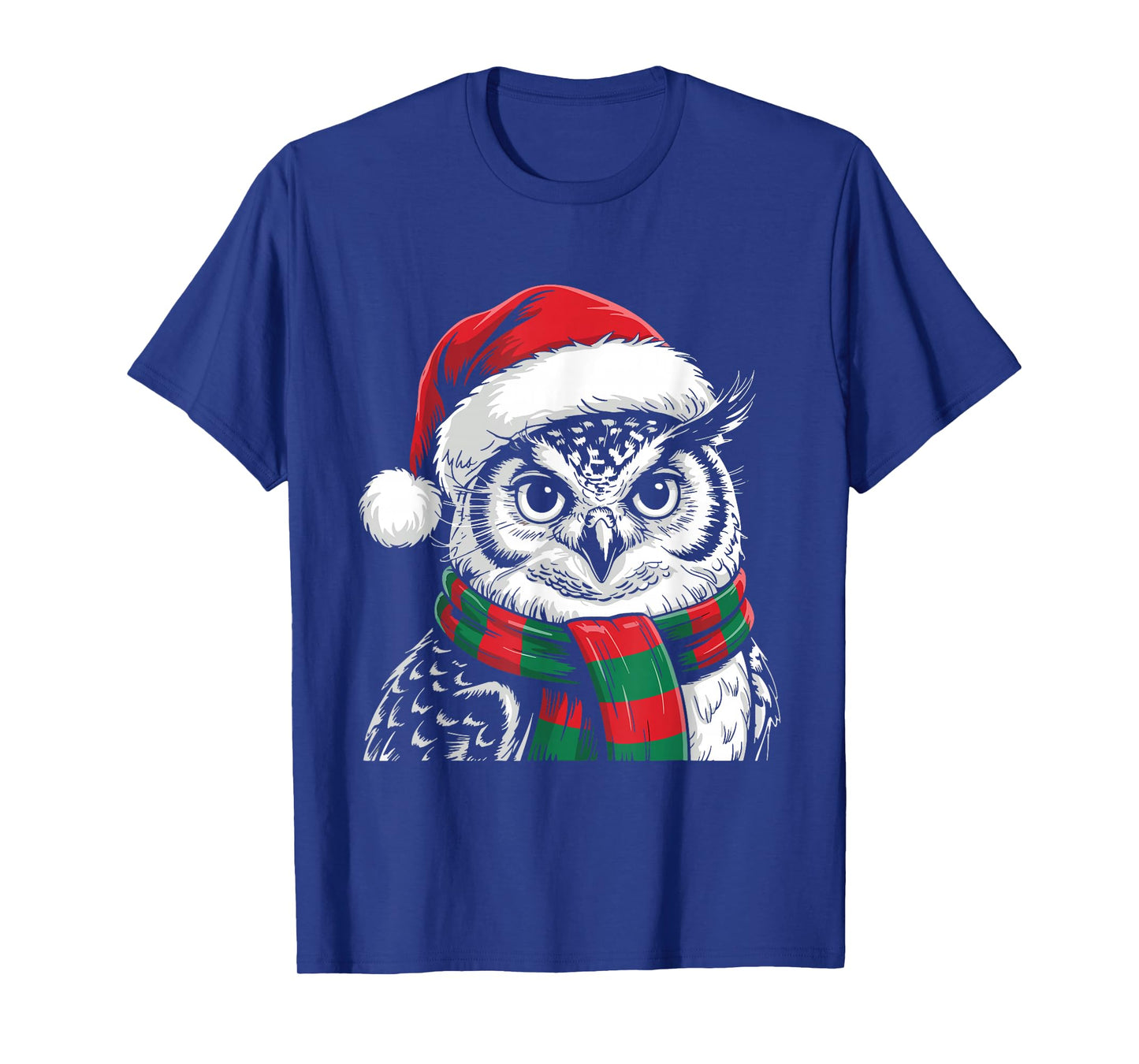 Owl Xmas Santa Hat Scarf Christmas Costume T-Shirt
