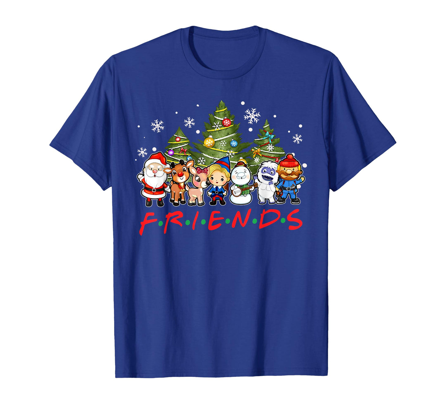 Christmas Santa Friends Rudolph Snowman Family Xmas Holiday T-Shirt