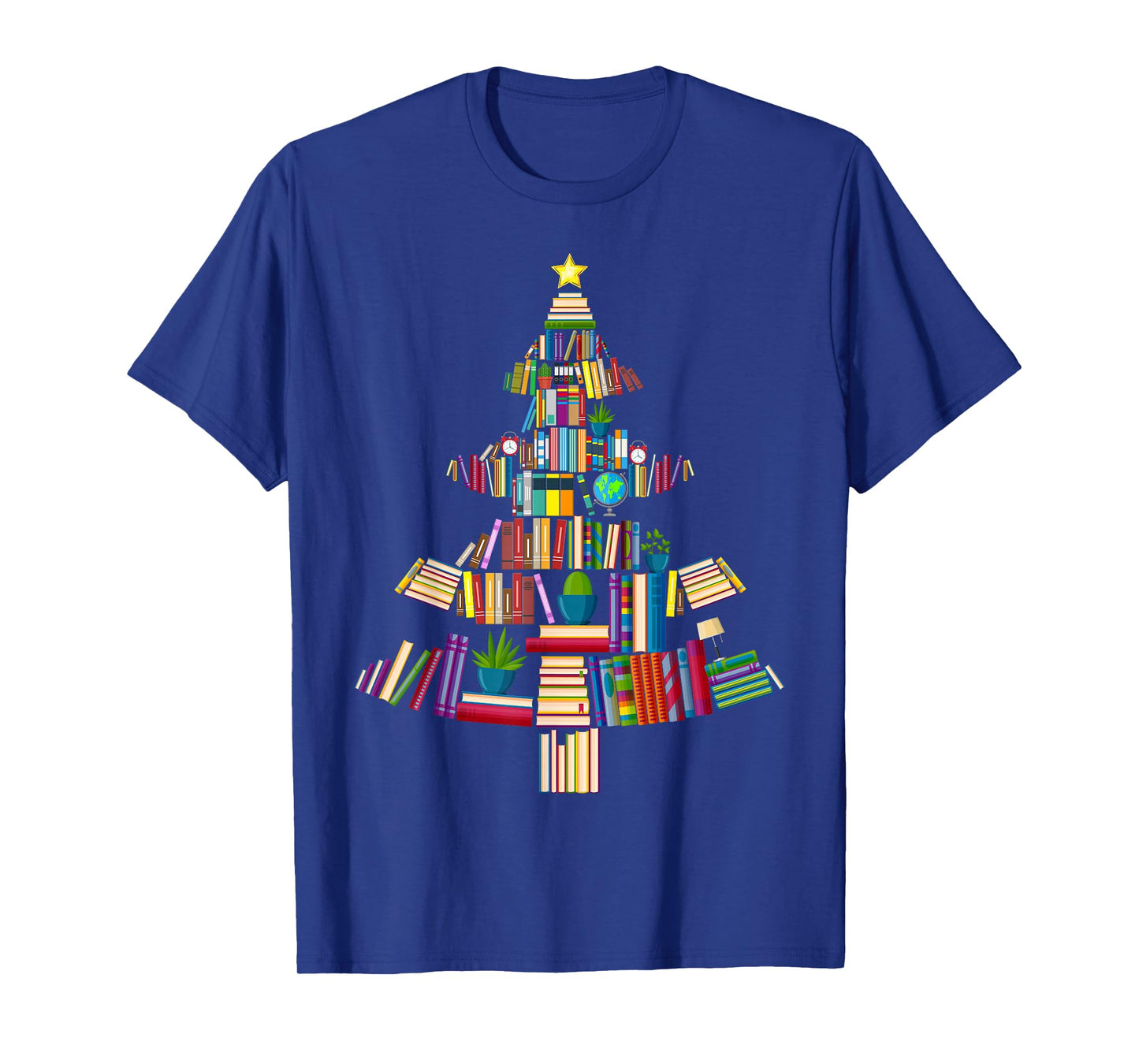 Book Xmas Tree Lights Book Lover Librarian Teacher Christmas T-Shirt